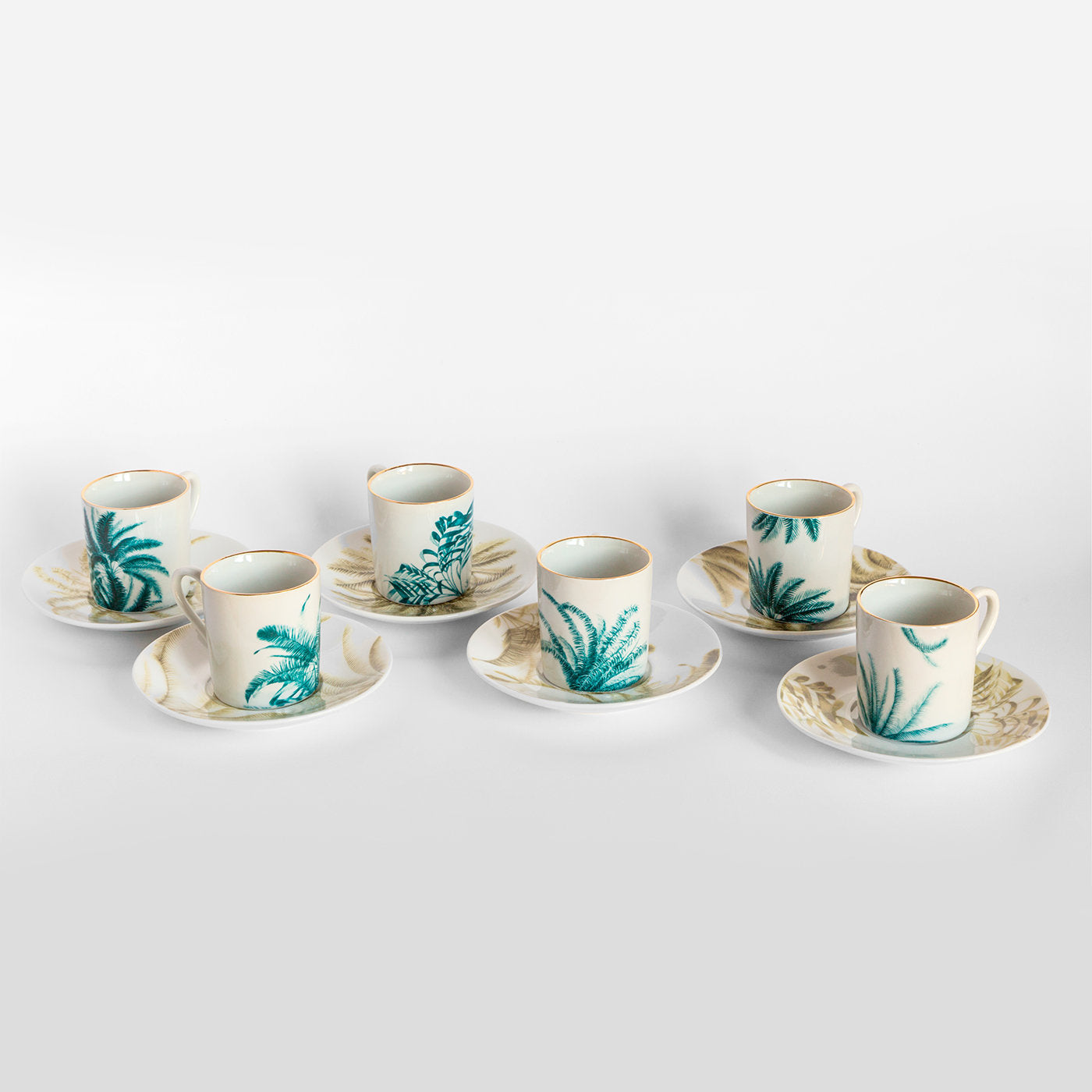Las Palmas Set De 6 Tazas De Porcelana Para Espresso Con Palmeras Azules Y Amarillas - Vista alternativa 1