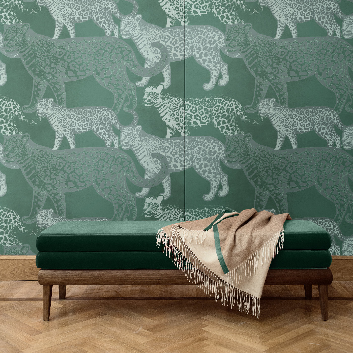 Walking Leopards Green Panel #2 - Alternative view 1