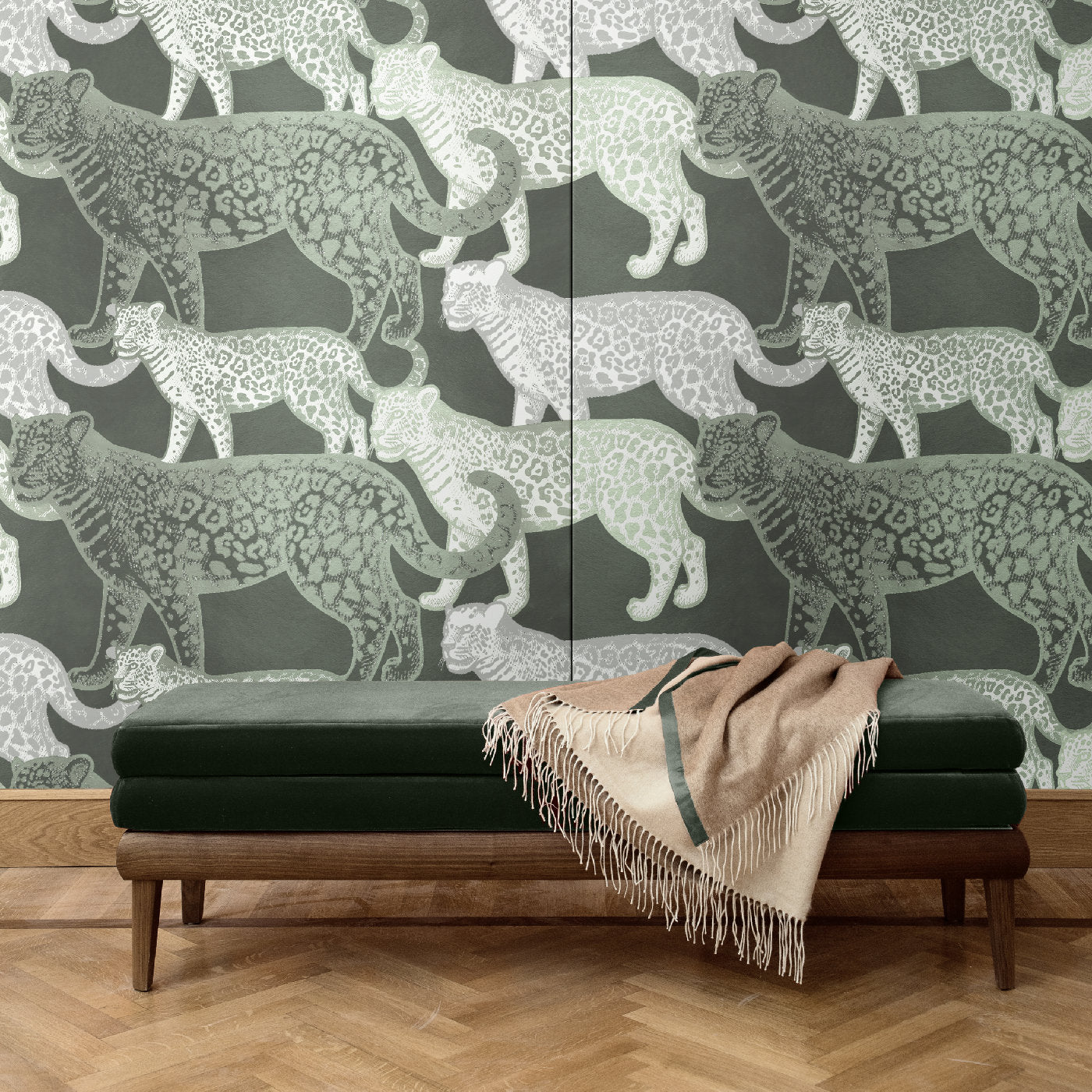 Walking Leopards Green Panel #1 - Alternative view 1