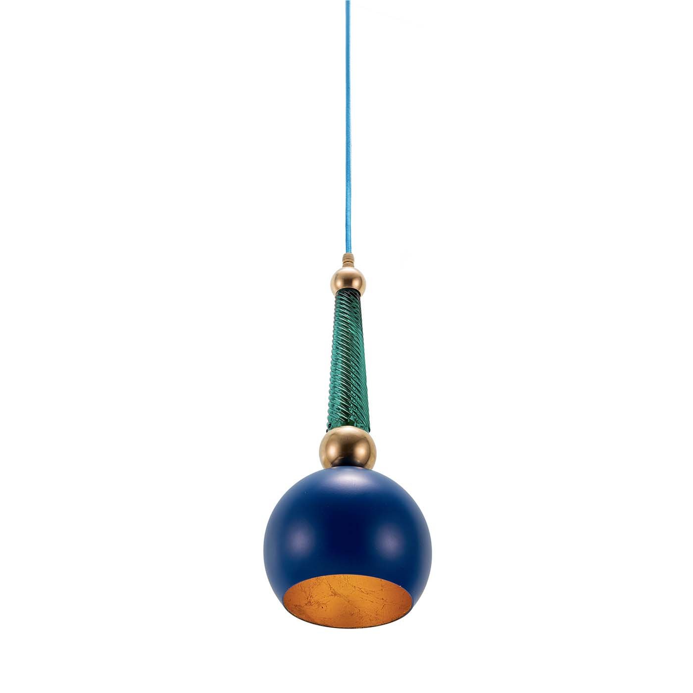 B'Anthology Lampe pendante électrique à feuilles bleues et dorées - Vue principale