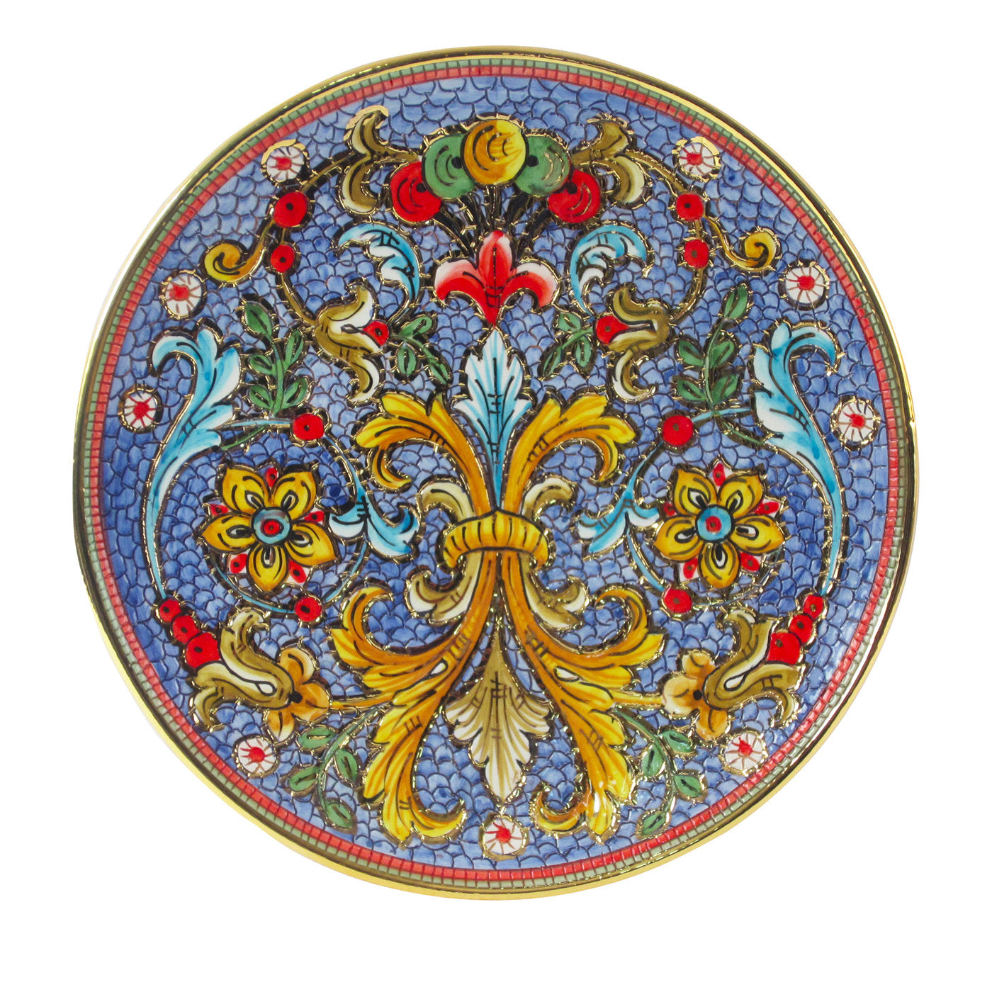 Runder Teller mit floralem Mosaik - Hauptansicht