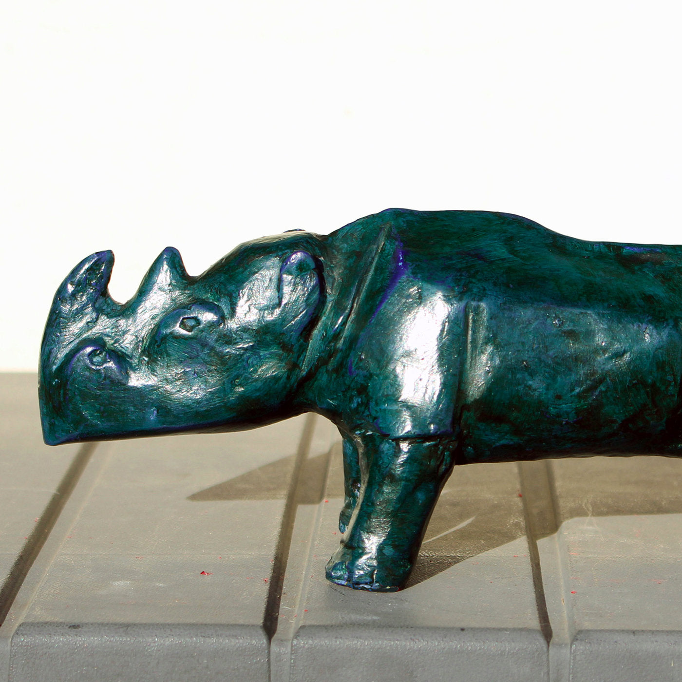 Dark Green Rhino Sculpture - Alternative view 1