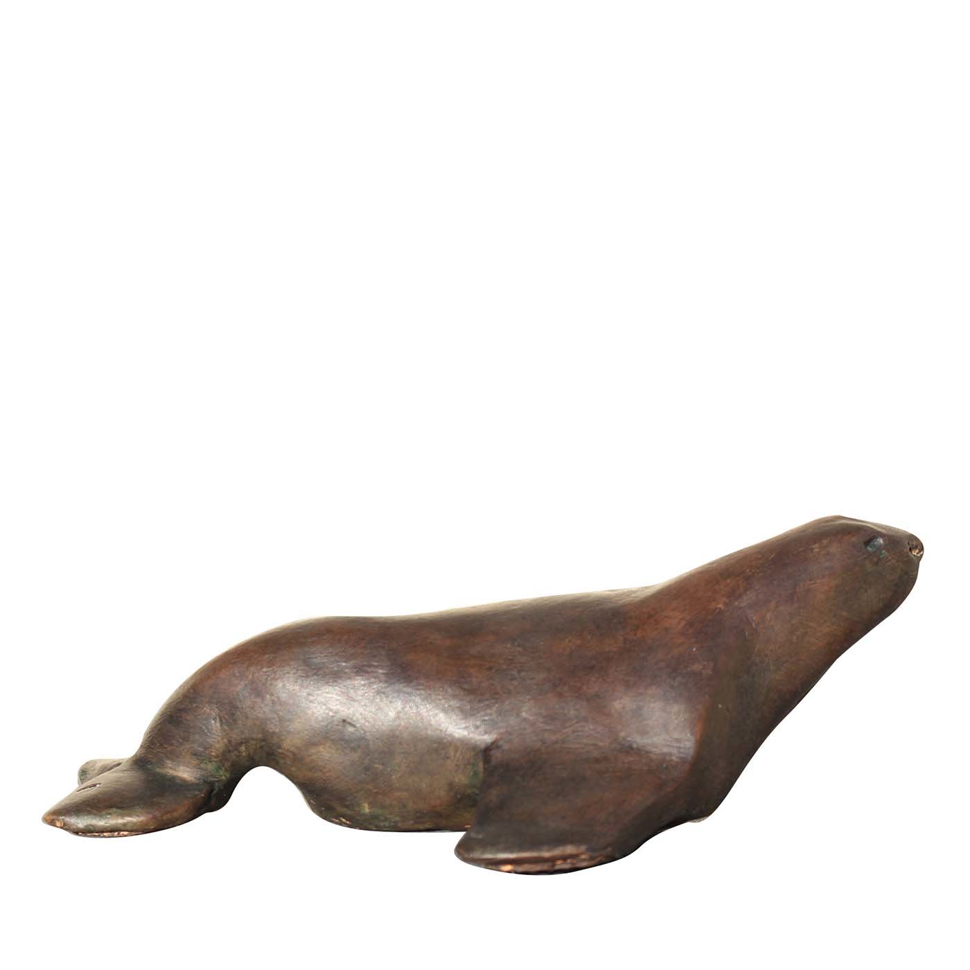 Scultura di foca color bronzo - Vista principale