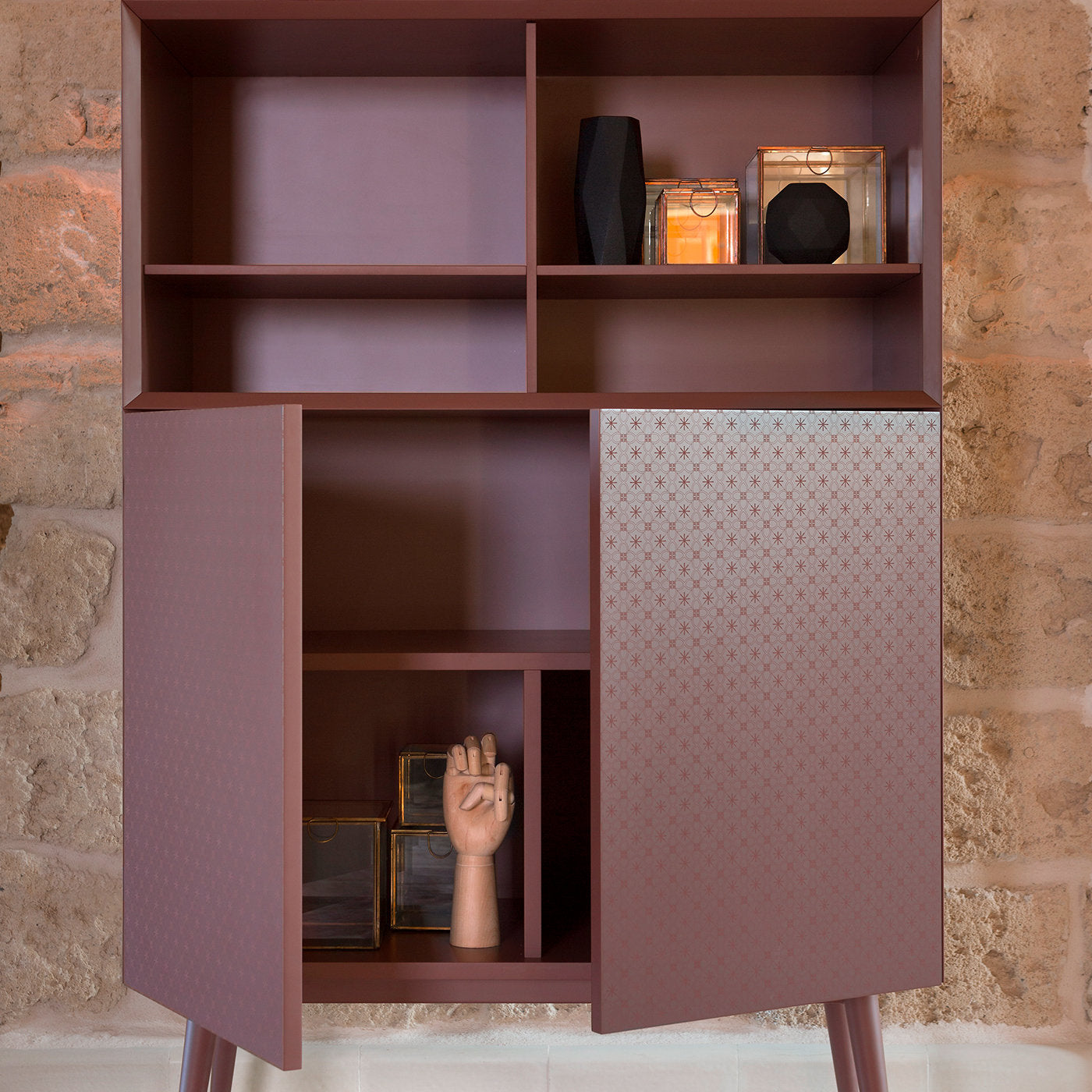 Tiles Maroon Tall Cabinet - Alternative view 1