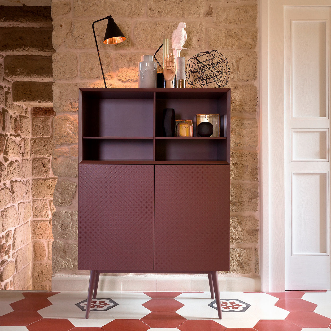 Tiles Maroon Tall Cabinet - Alternative view 4