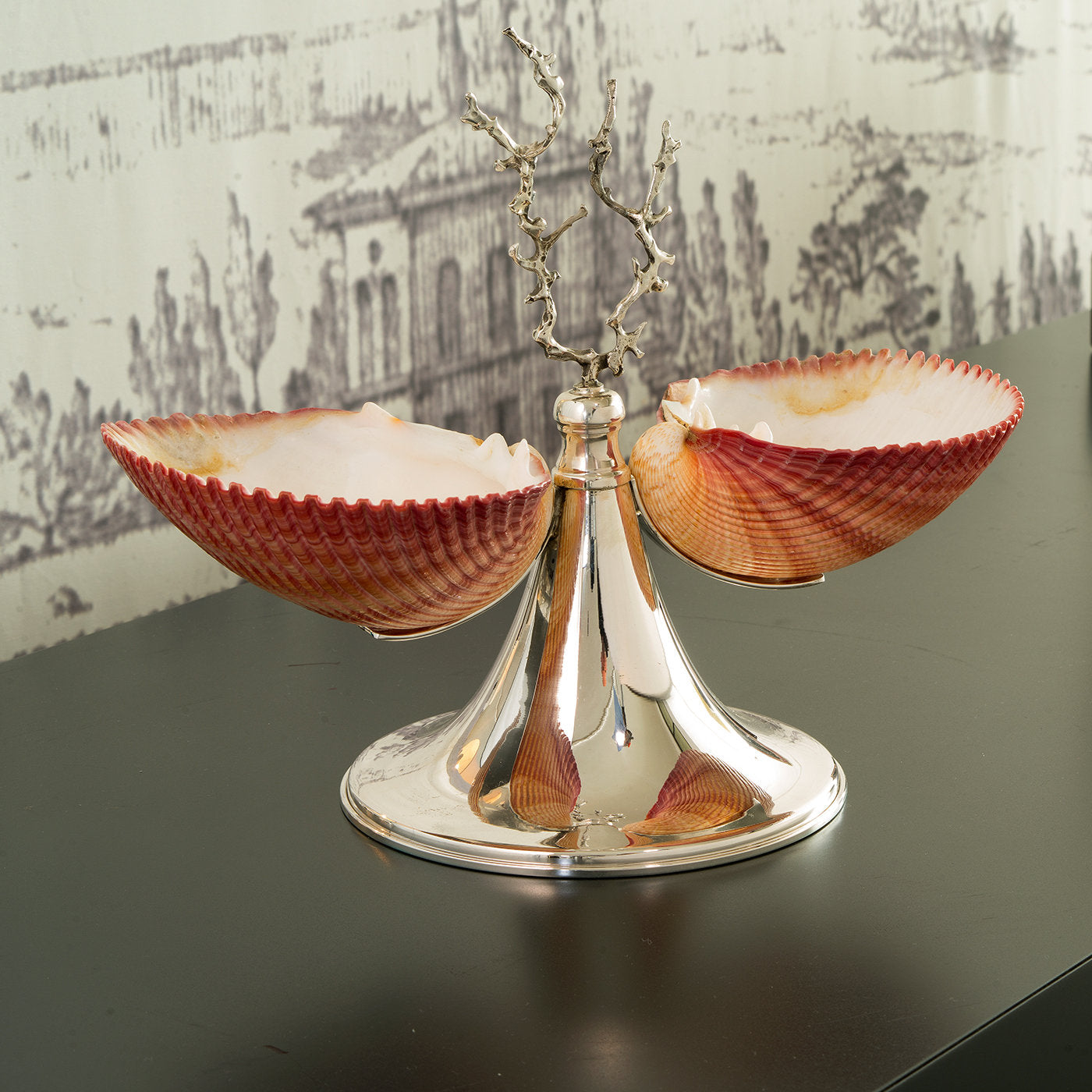 Silver Footed Double Bowl with Shells - Alternative view 1