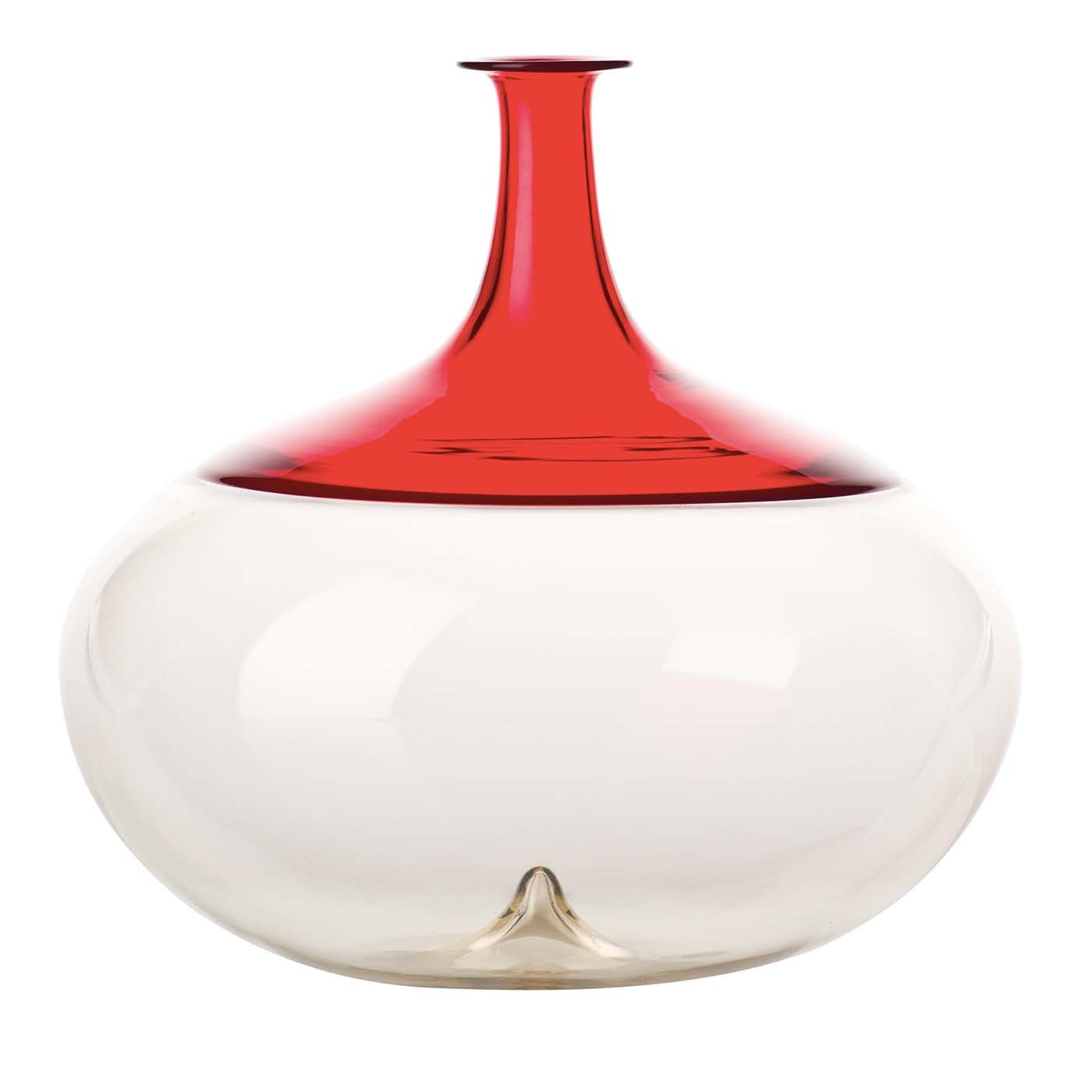 Bolle Round Vase by Tapio Wirkkala in Red/Clear - Main view