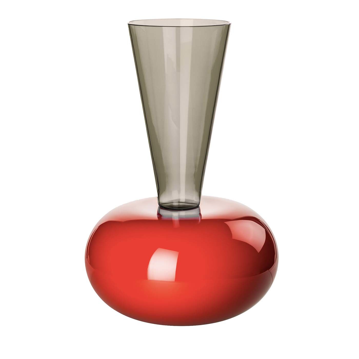 Puzzle Gray/Red Vase by Ettore Sottsass - Main view