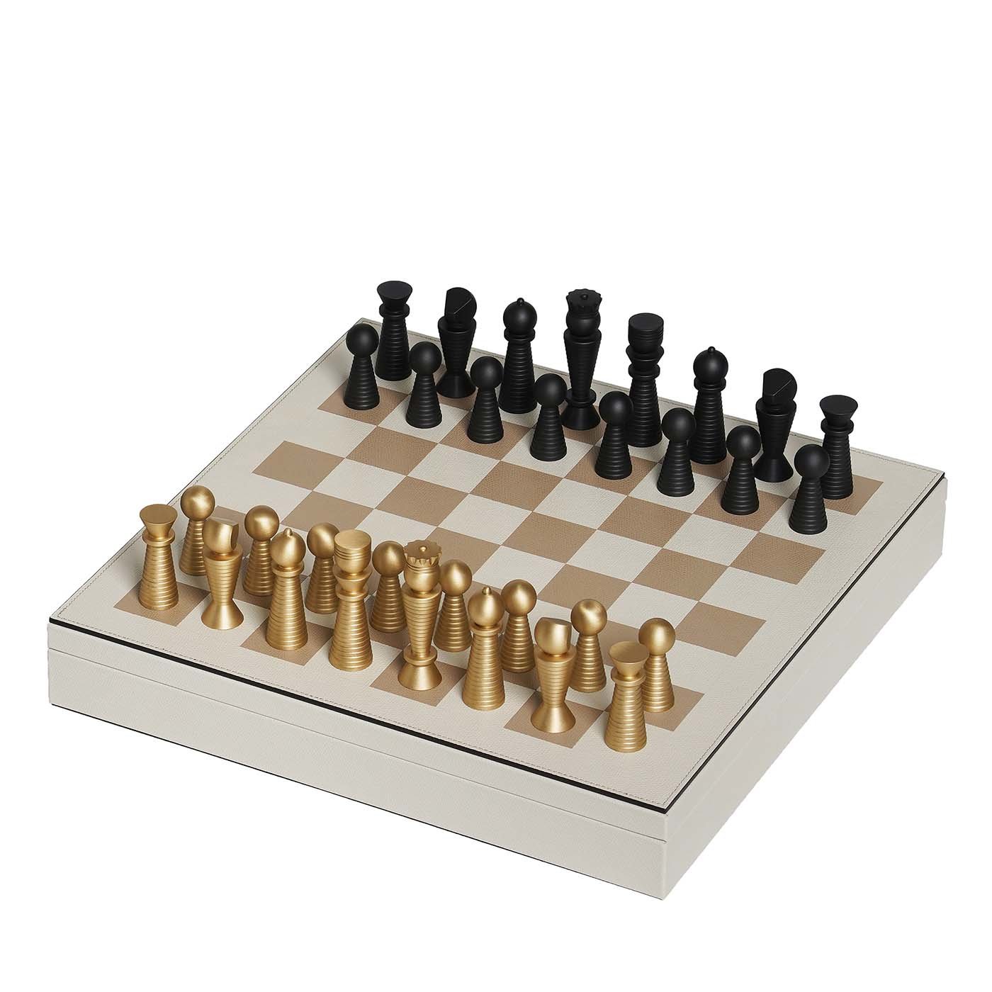 Tablero de ajedrez de cuero blanco - Vista principal