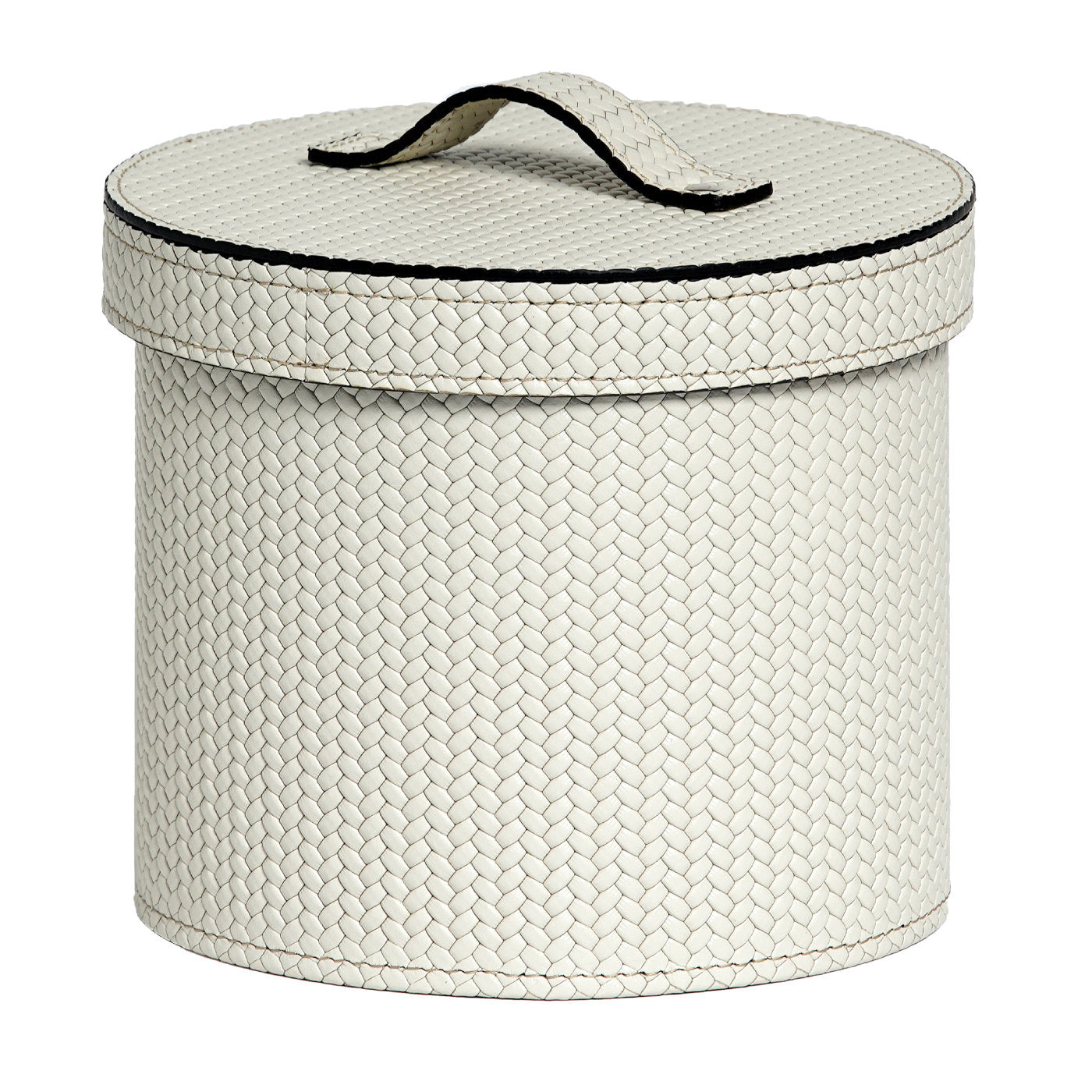 Small Round Leather Paper Bin with Lid - Main view
