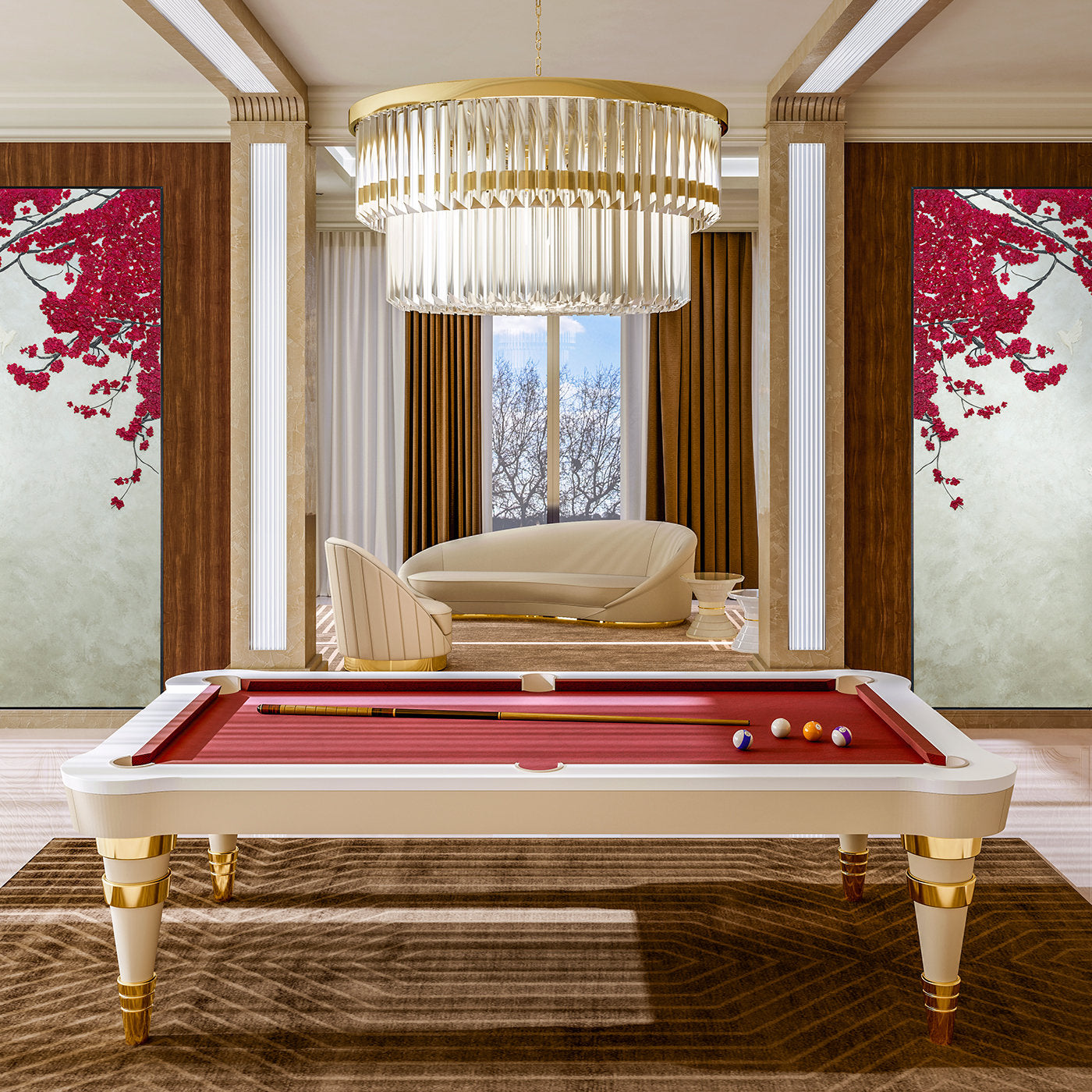Regis burgundy pool table by Pino Vismara - Alternative view 1