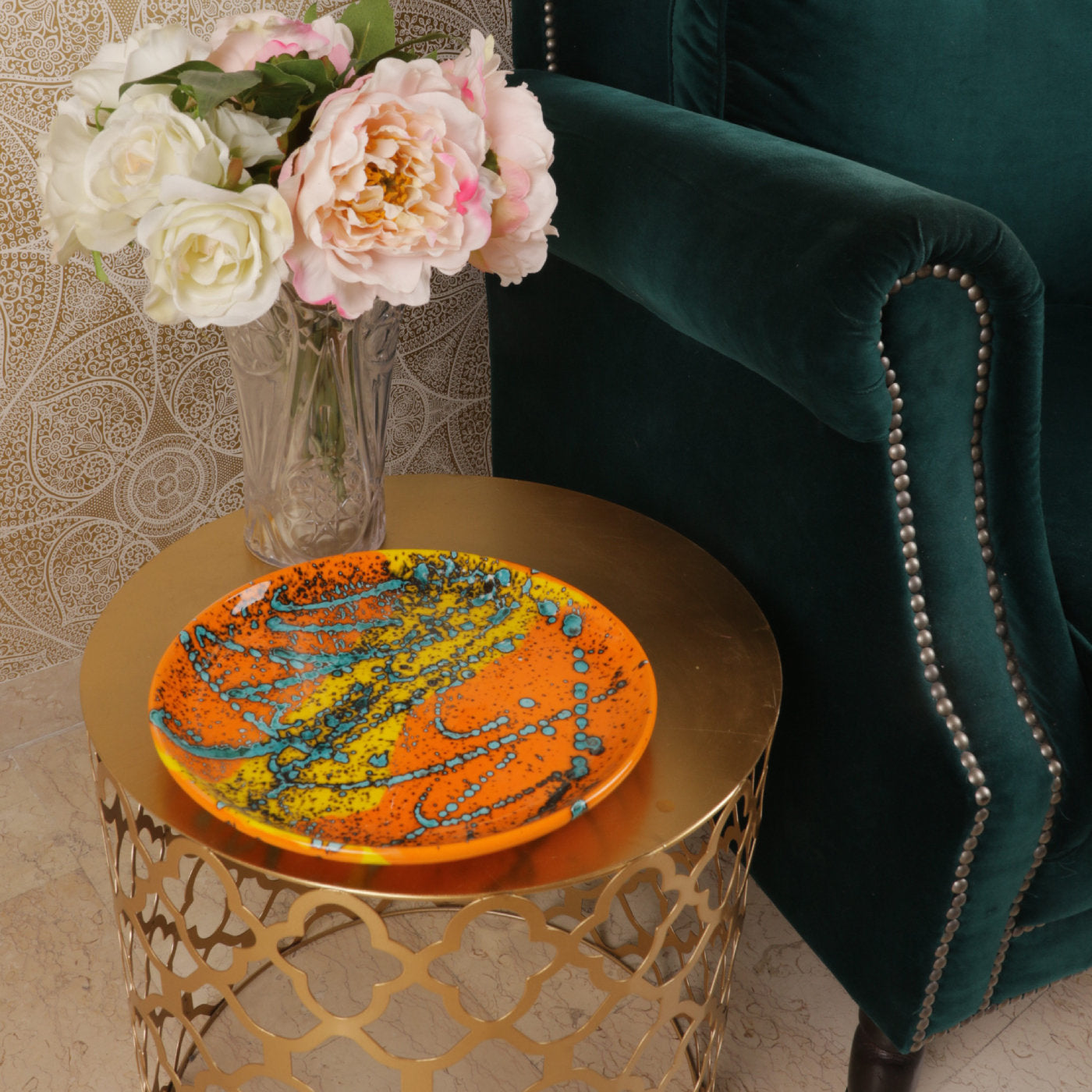 Seleni Orange and Green Decorative Plate - Alternative view 1