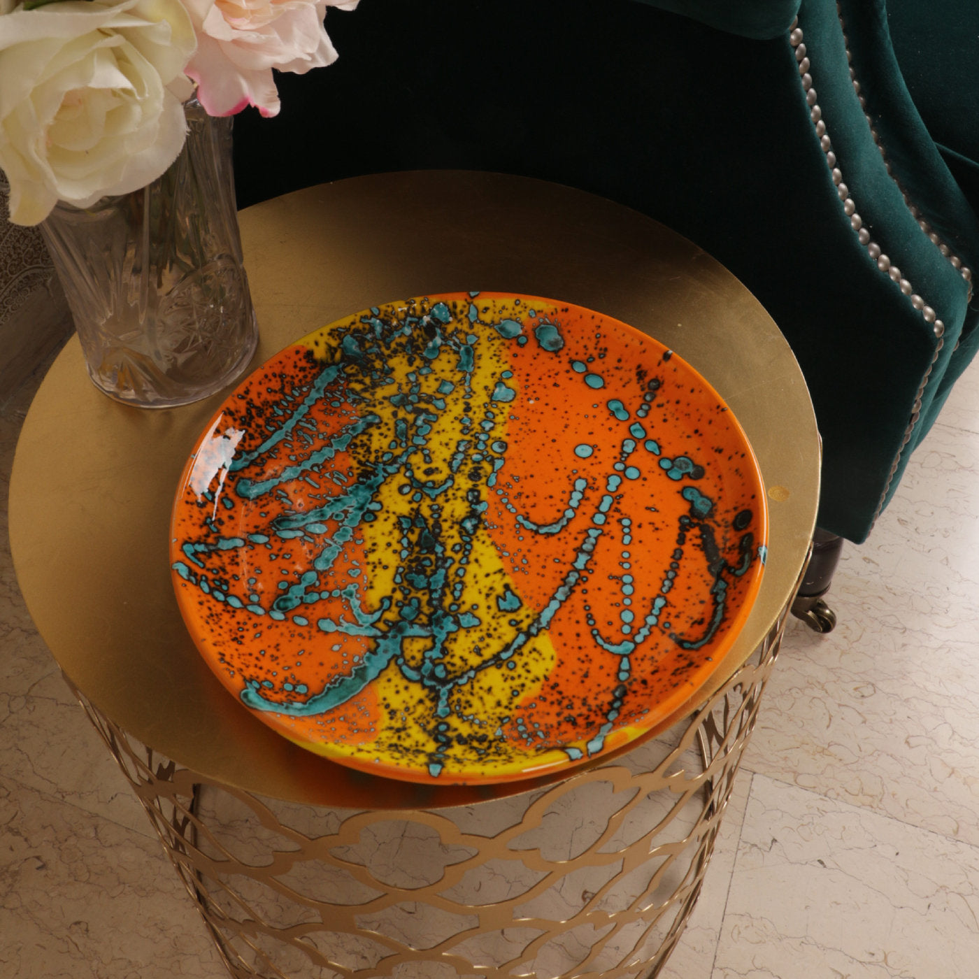 Seleni Orange and Green Decorative Plate - Alternative view 2