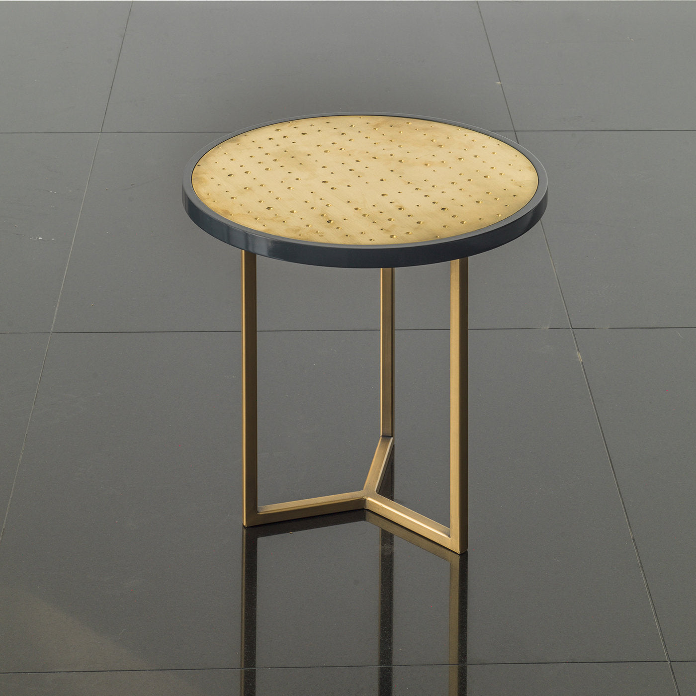 Romeo Wood and Brass Side Table - Alternative view 1