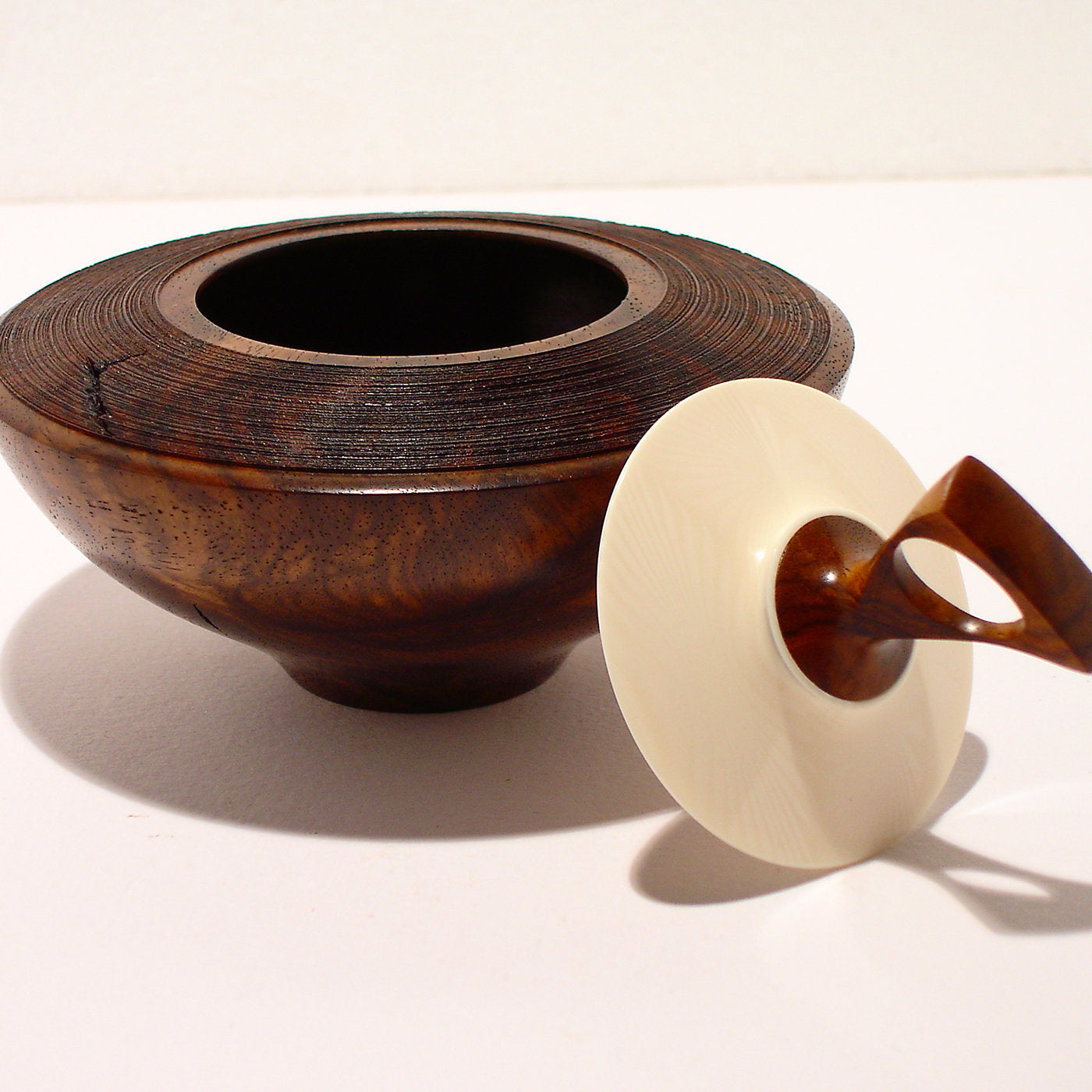 Walnut Bowl with Galalith Lid - Alternative view 2