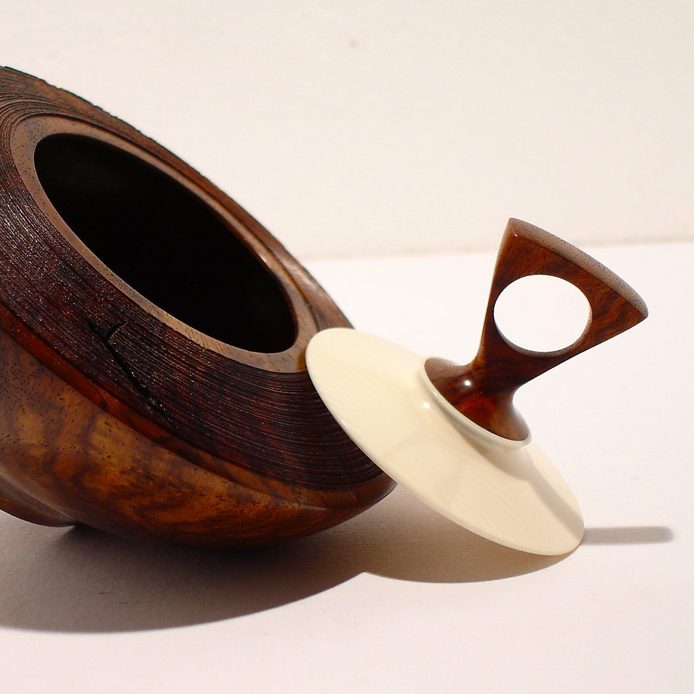 Walnut Bowl with Galalith Lid - Alternative view 3