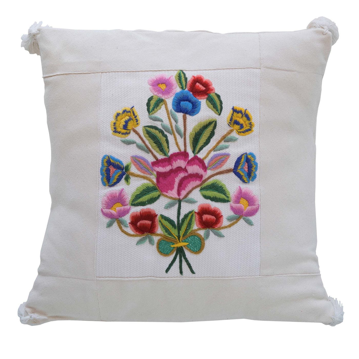 Embroidered Flower Bouquet Cushion - Main view