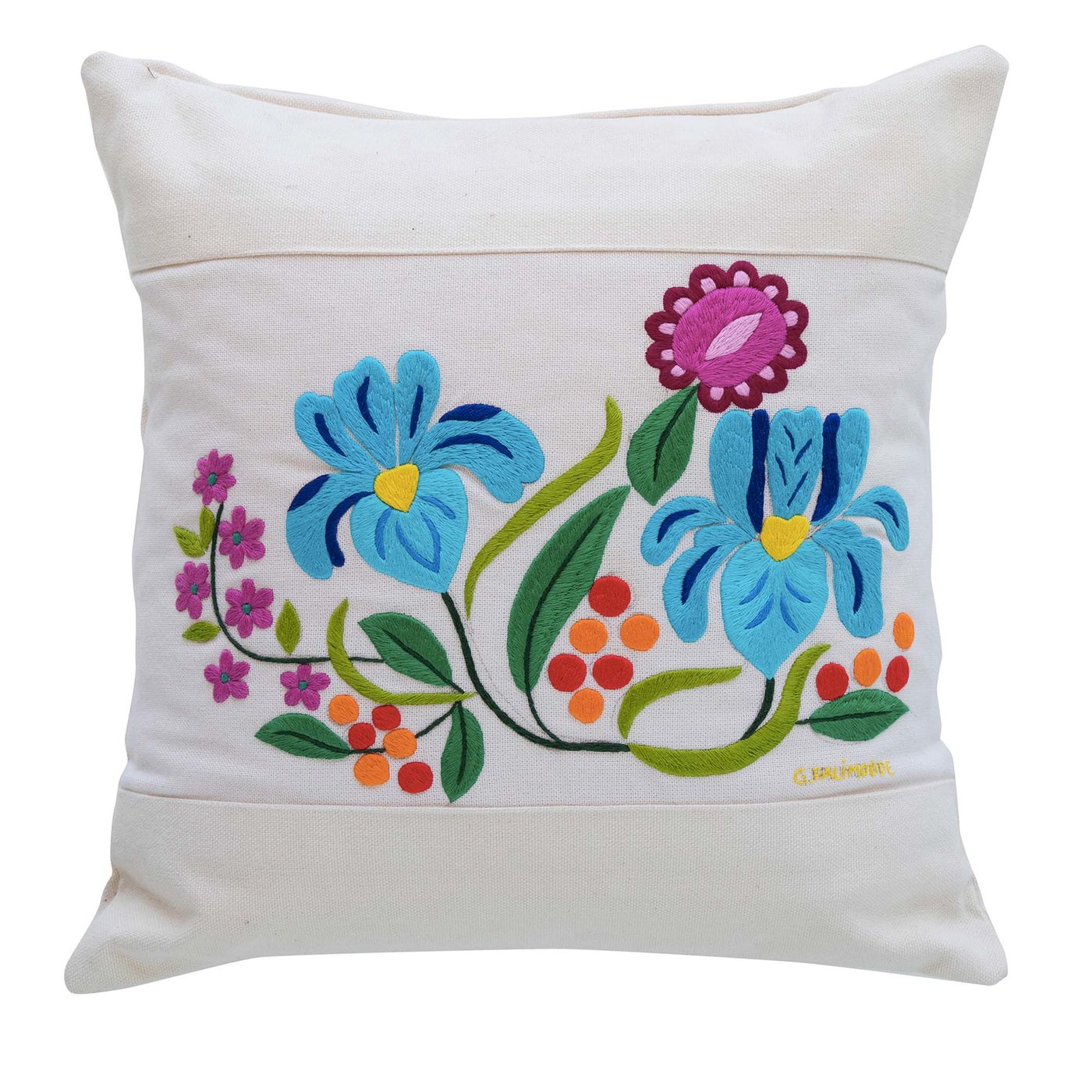 Embroidered Flowers Cushion - Main view