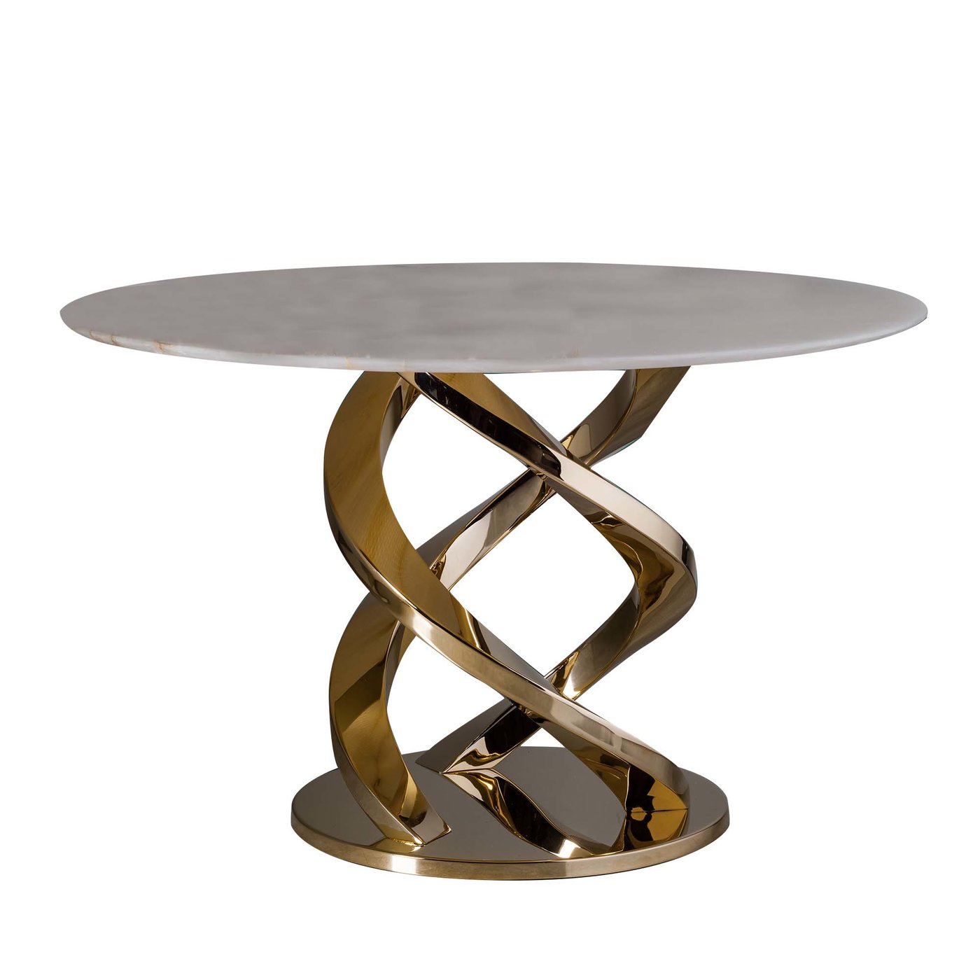 Mesa de comedor Cerberus con tapa de mármol ónice dorado - Vista principal