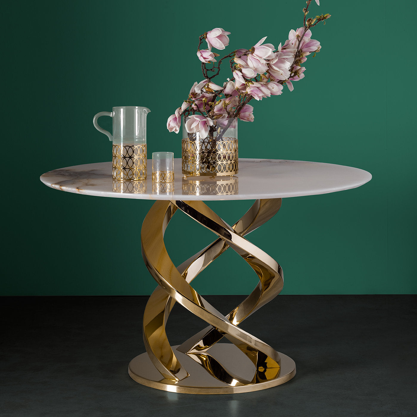 Cerberus Dining Table with Onyx Gold Marble Top - Alternative view 1
