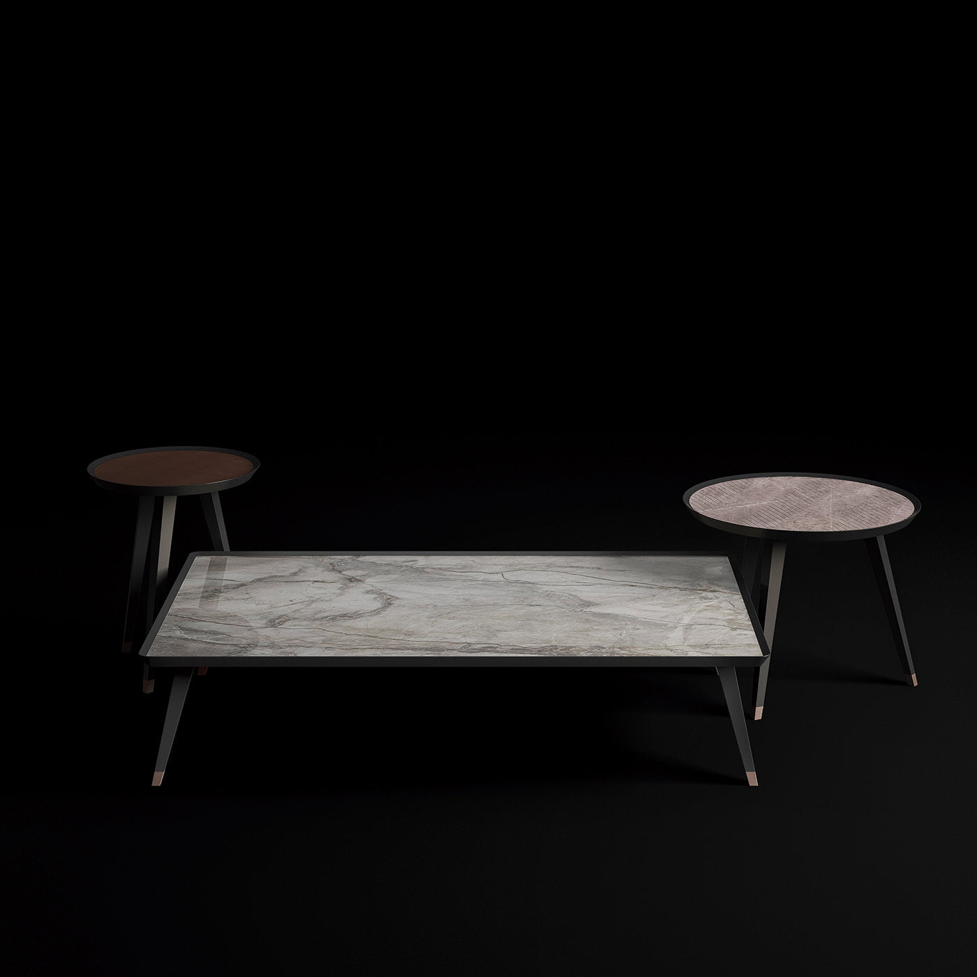 Large Marble and Velvet Coffee Table - Alternative view 1