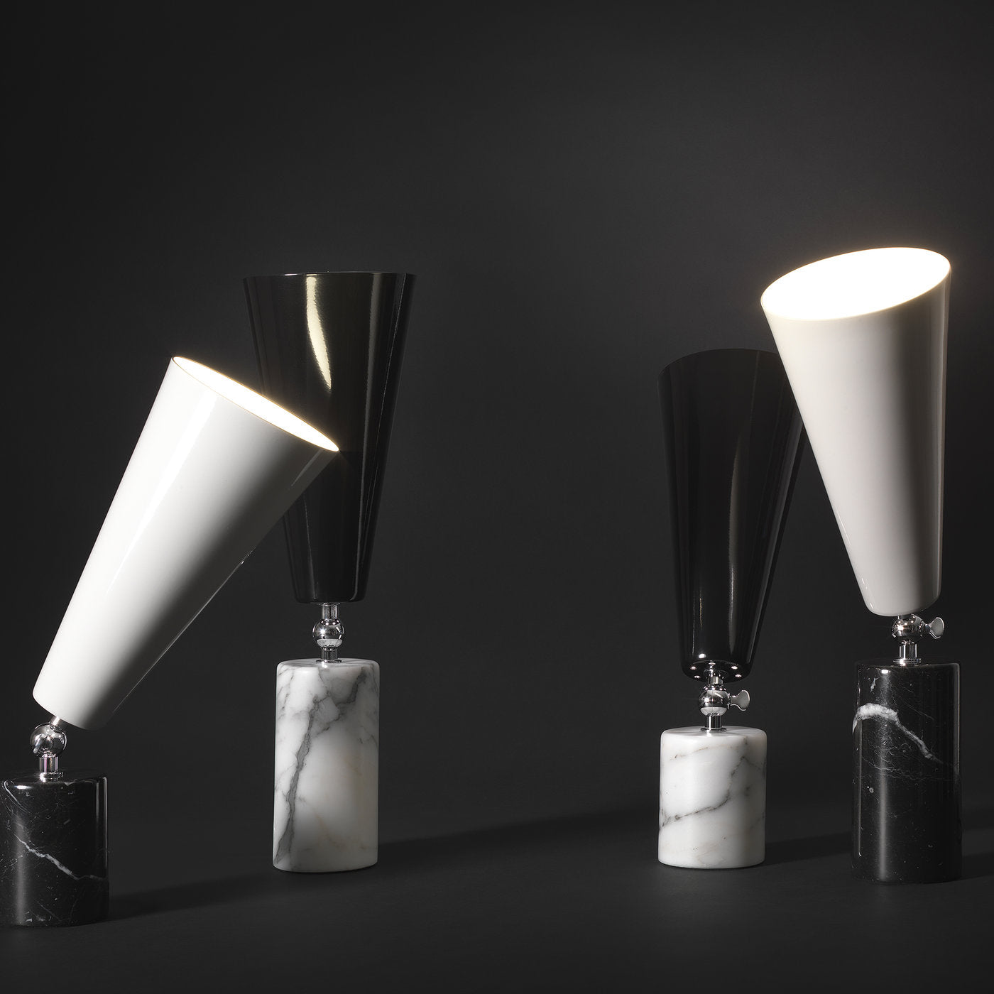 Lámpara de mesa Vox Bassa de Lorenza Bozzoli en mármol Marquina - Vista alternativa 1