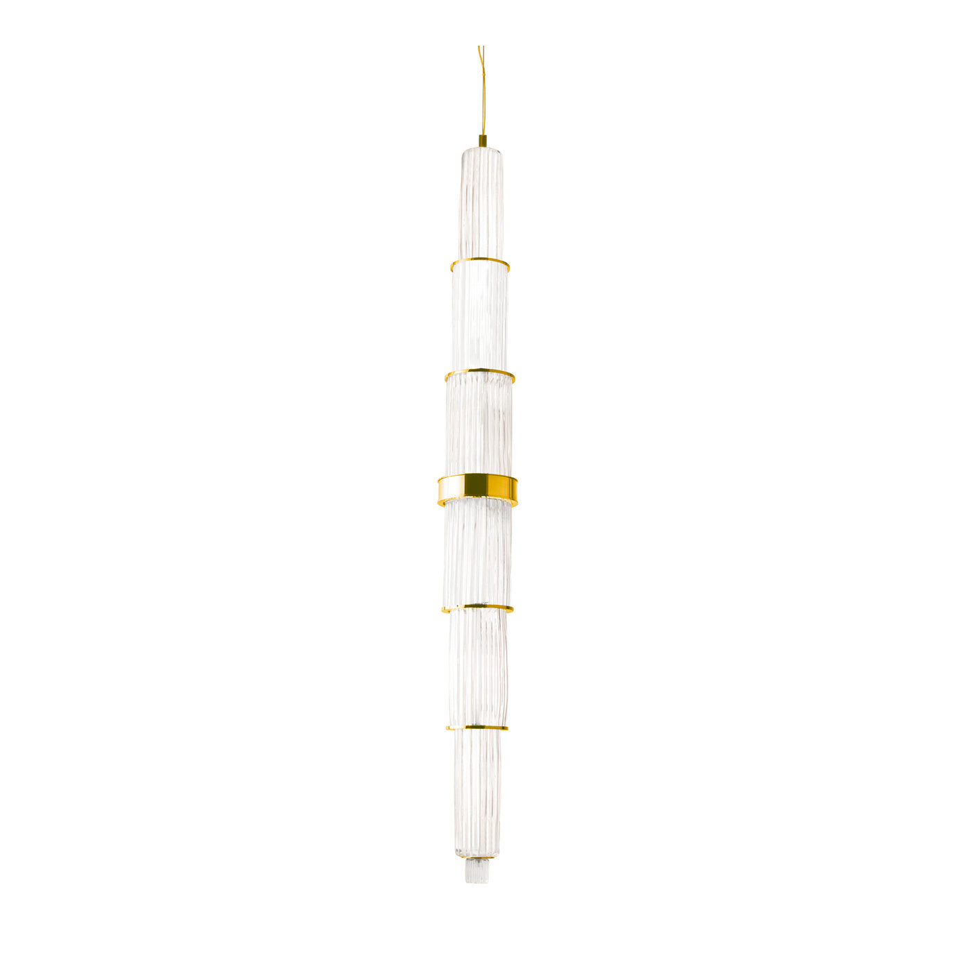 Elongated Pendant Lamp in White Glass - Main view