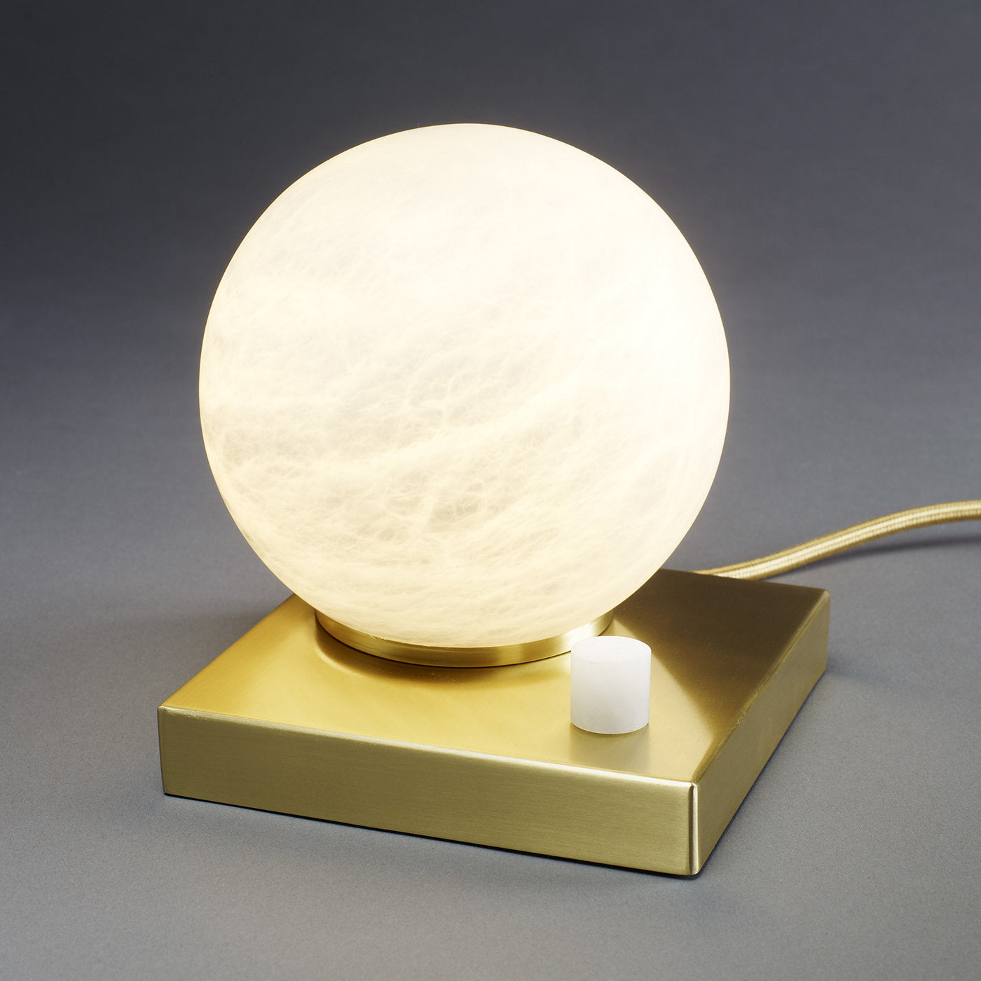 "Alabaster Moon" Table Lamp Dimmable in Satin Brass - Alternative view 1