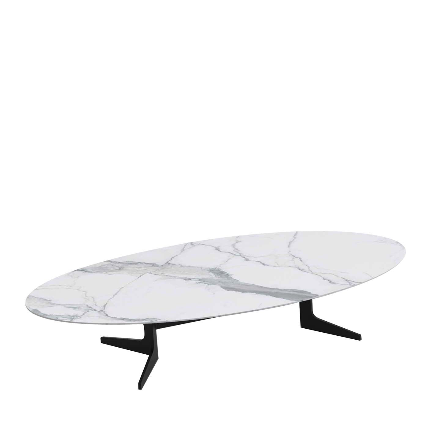 Blake Oval Coffee Table with Calacatta Marble Top - Main view
