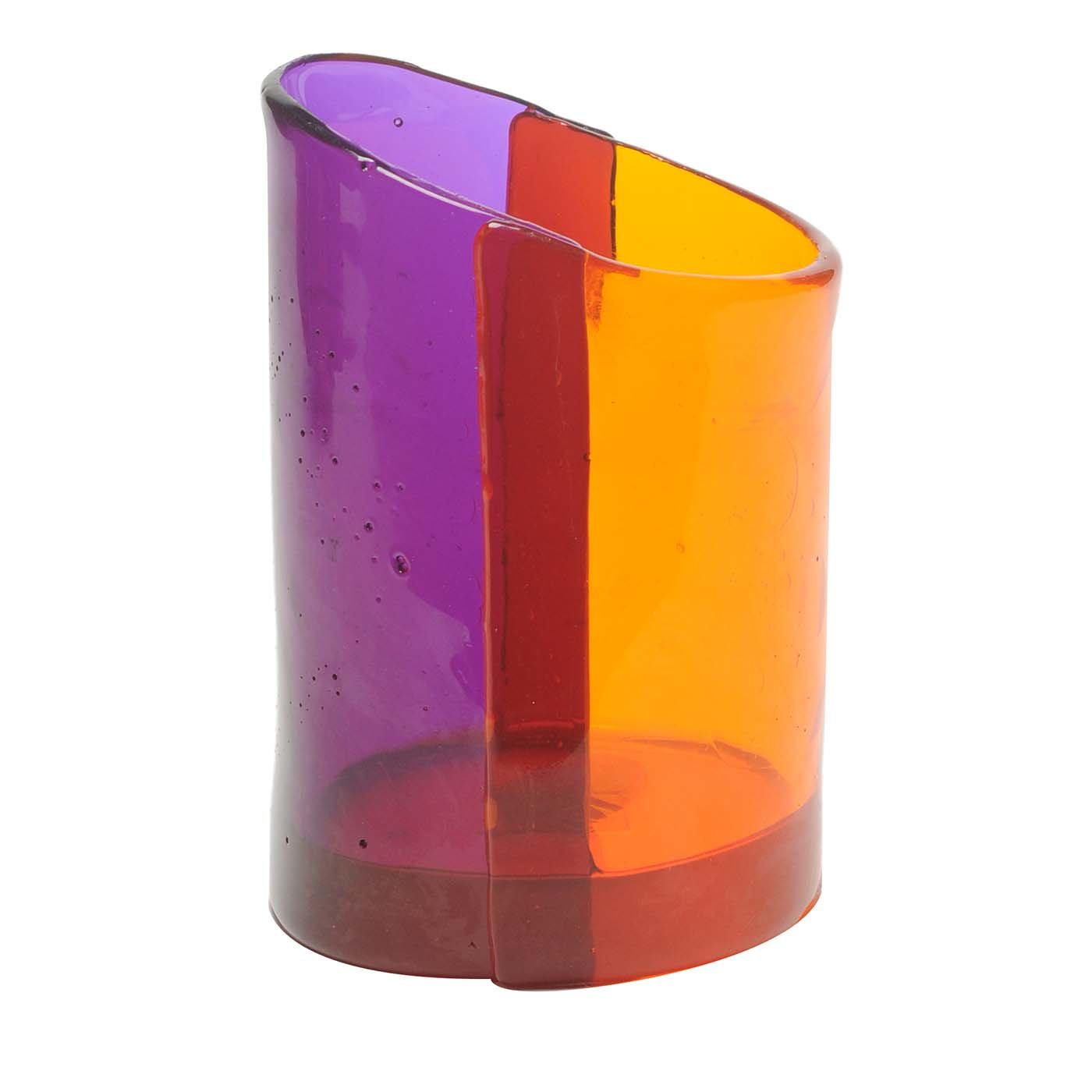 Geschnittene violette und orangefarbene vase von Enzo Mari - Hauptansicht