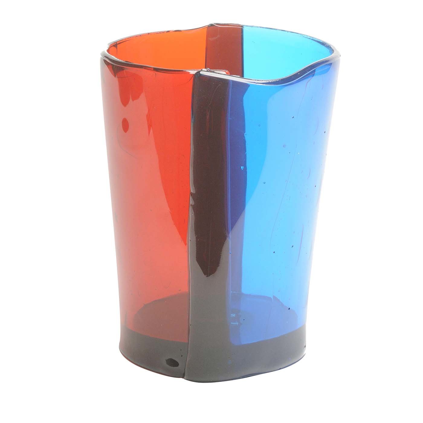 Mittlere Vase mit rotem und blauem Kegel von Enzo Mari - Hauptansicht