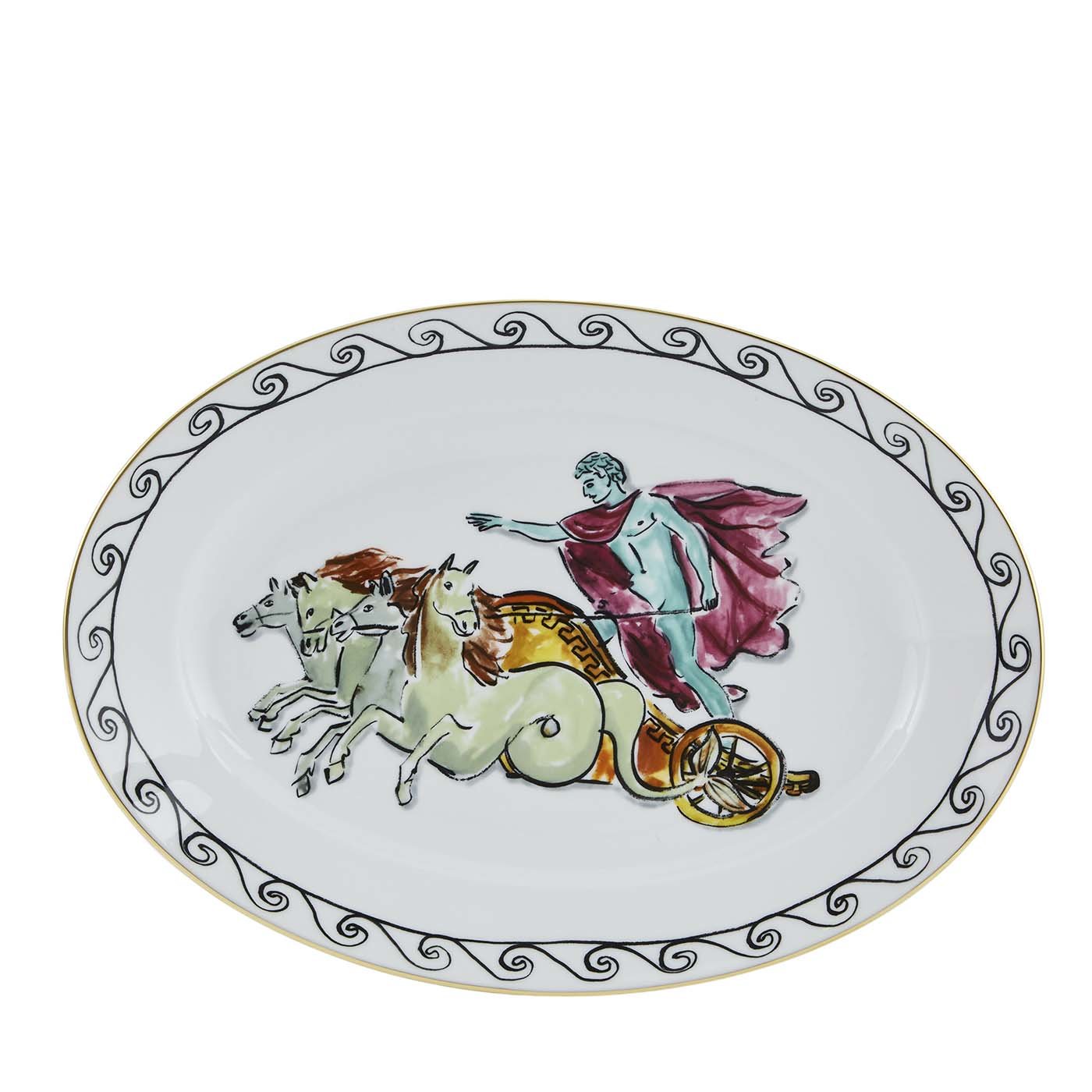 Il Viaggio di Nettuno Chariot White Oval Tray by Luke Edward Hall