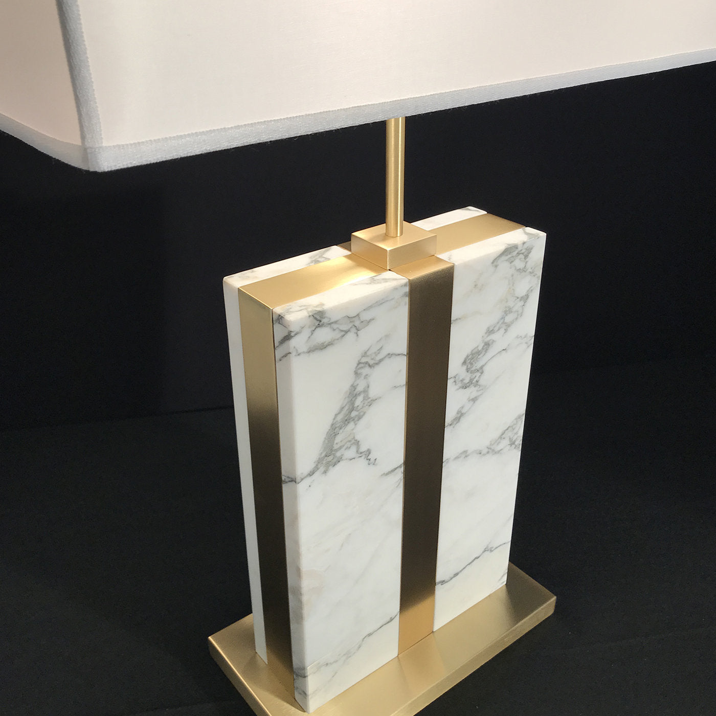 Brera Carrara Marble Table Lamp with Ivory Parchment Shade - Alternative view 1