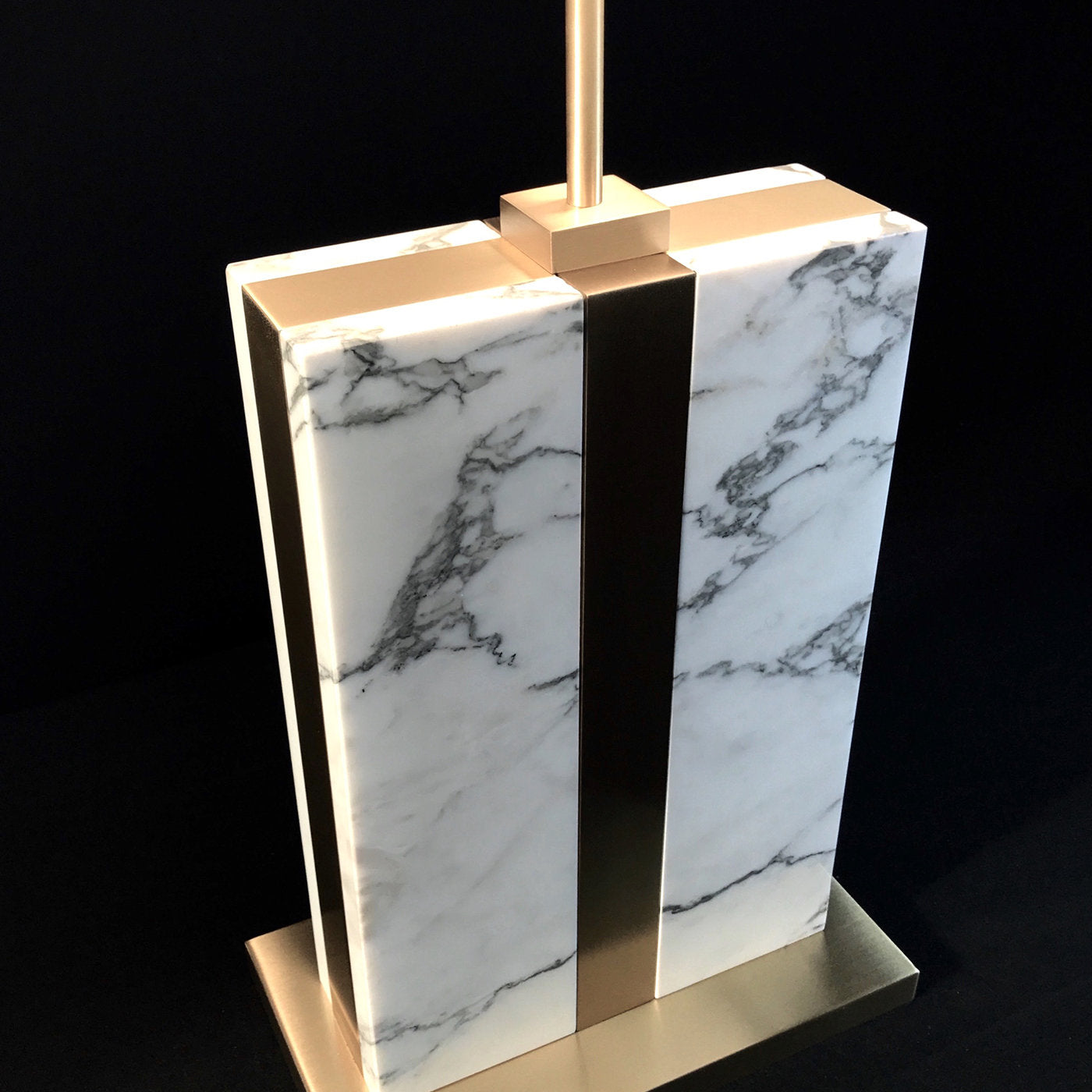 Brera Carrara Marble Table Lamp with Ivory Silk Shade - Alternative view 1