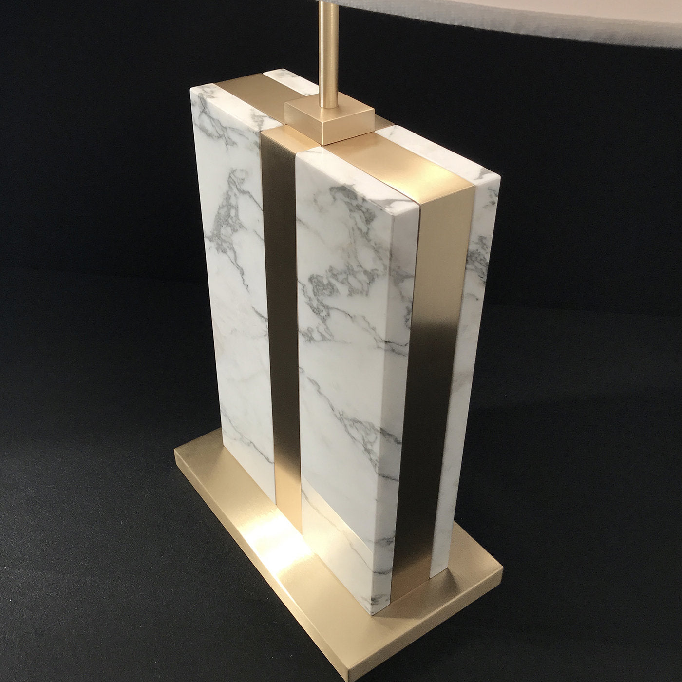 Brera Carrara Marble Table Lamp with Ivory Silk Shade - Alternative view 3