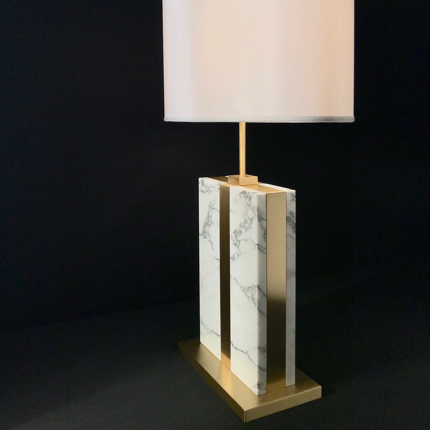 Brera Carrara Marble Table Lamp with Ivory Silk Shade - Alternative view 4