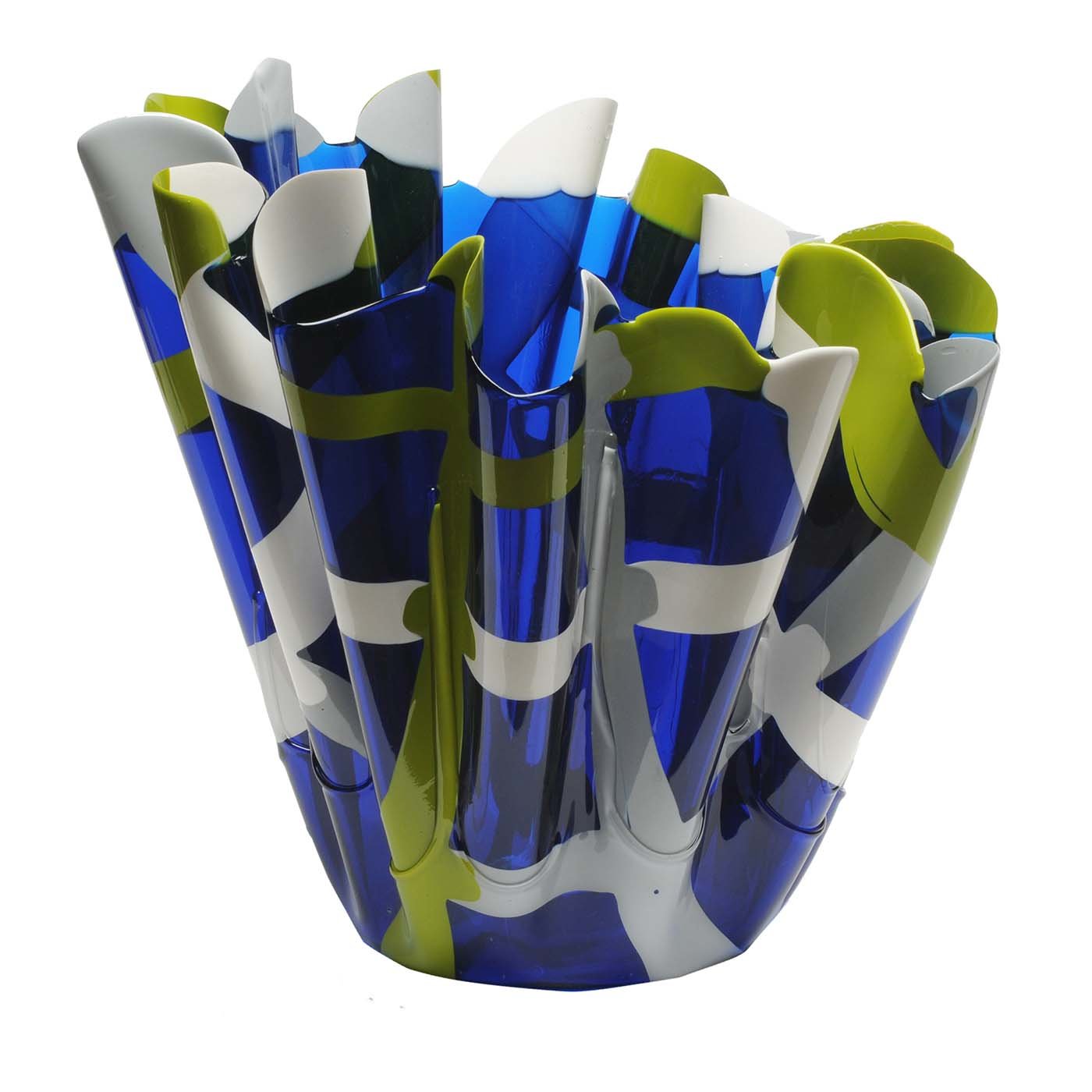 Tartan Große Vase Blau Grün und Weiß von Paola Navone - Hauptansicht