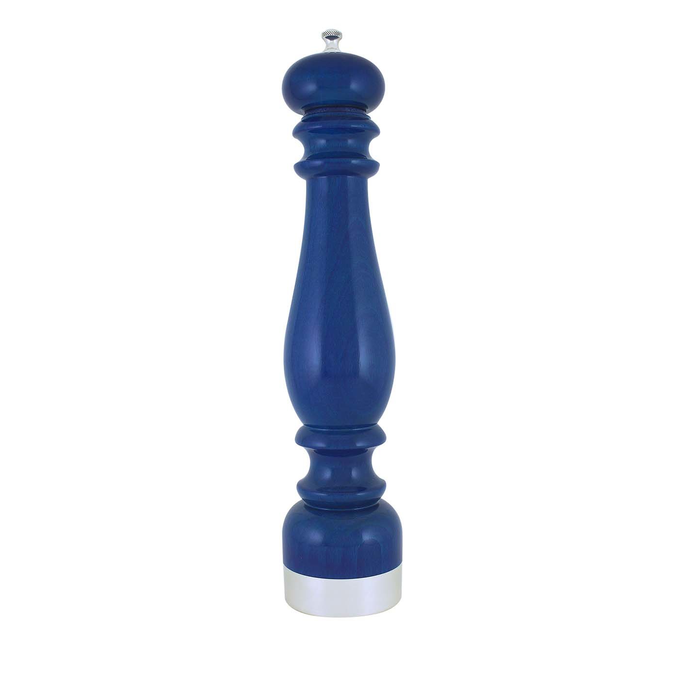 Molinillo de pimienta de madera azul y latón plateado - Vista principal