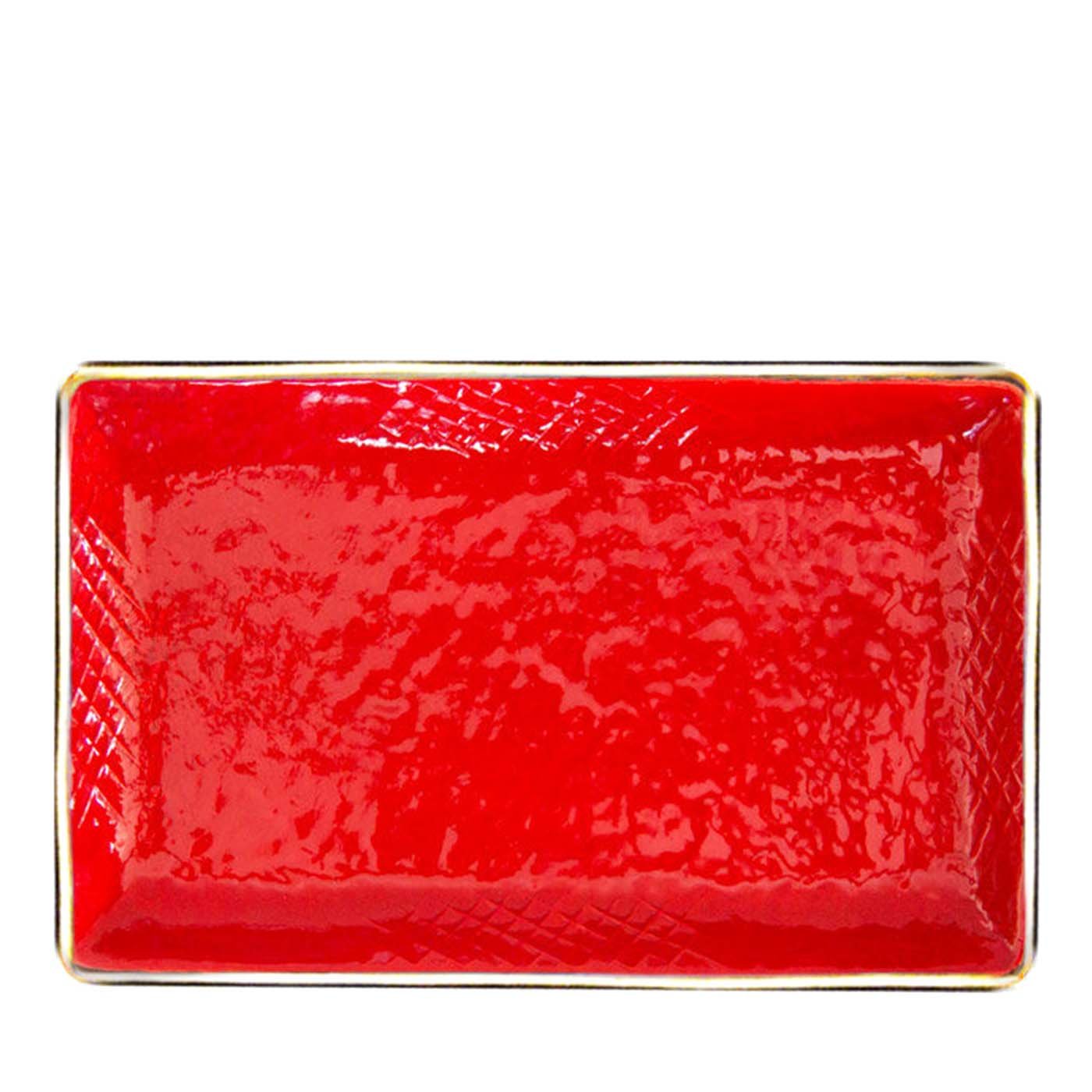 Set of 6 Preta Oro Red Rectangular Plates 32cm - Main view