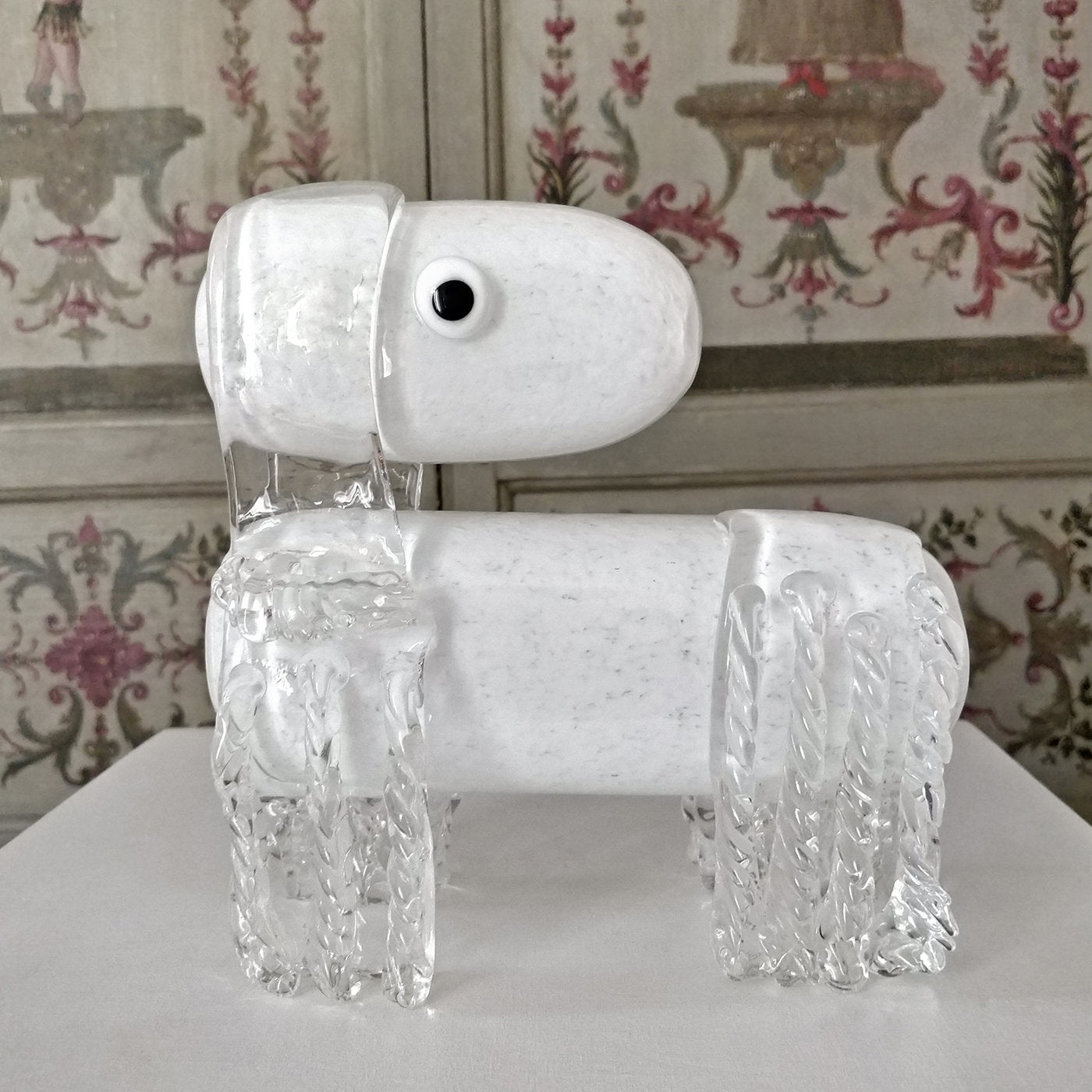 Escultura de vidrio veneciano Perro blanco de Eliana Gerotto - Vista alternativa 3