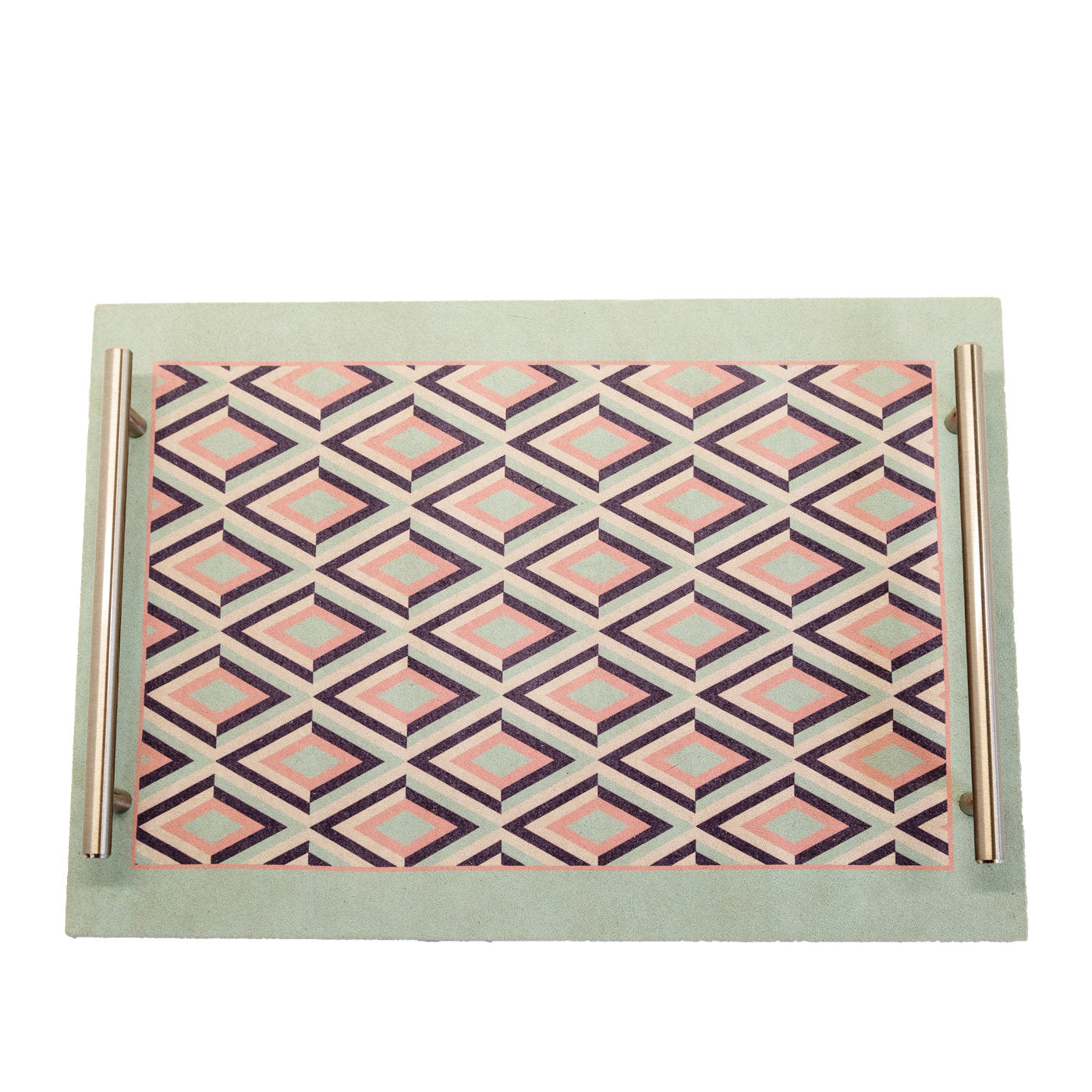 Rombi Rectangular Printed Leather Tray  - Main view