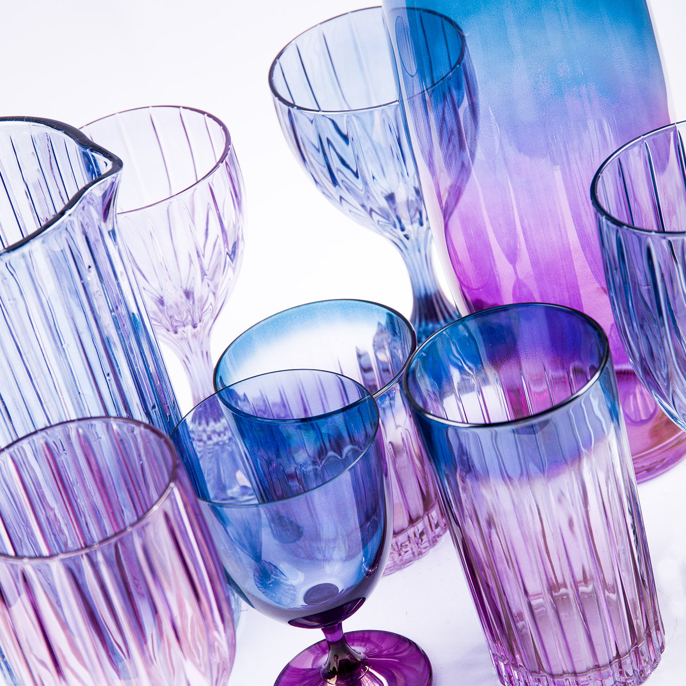 Domina Set of 2 Purple-To-Blue Tall Tumbler Glasses - Alternative view 1