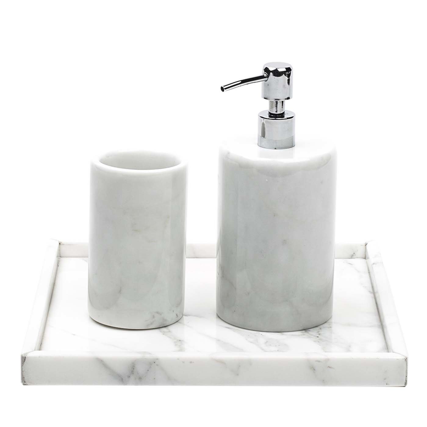 Conjunto de baño redondo de mármol blanco de Carrara - Vista principal