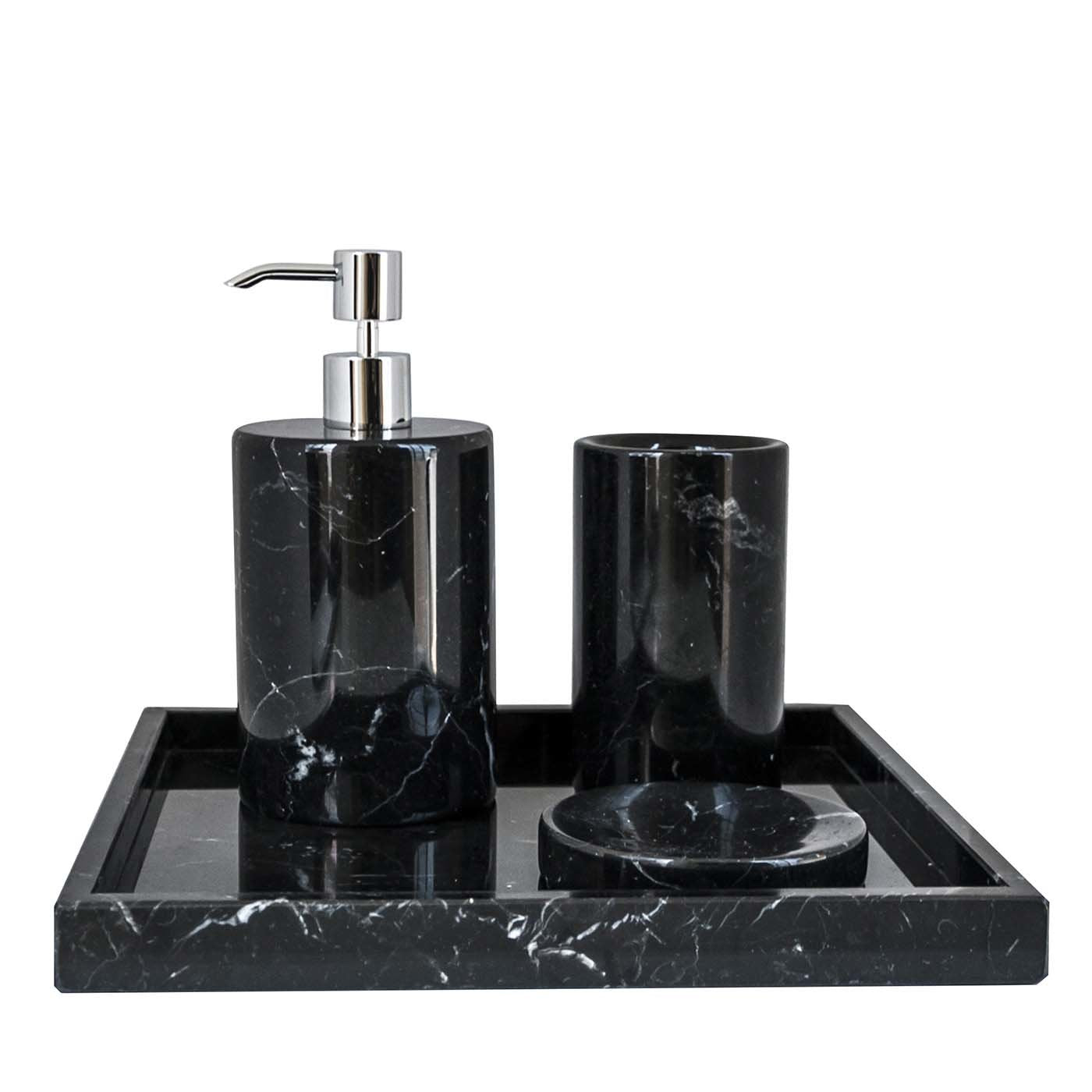 Round Black Marquina Marble Bathroom Set with Spa Tray FiammettaV Home ...