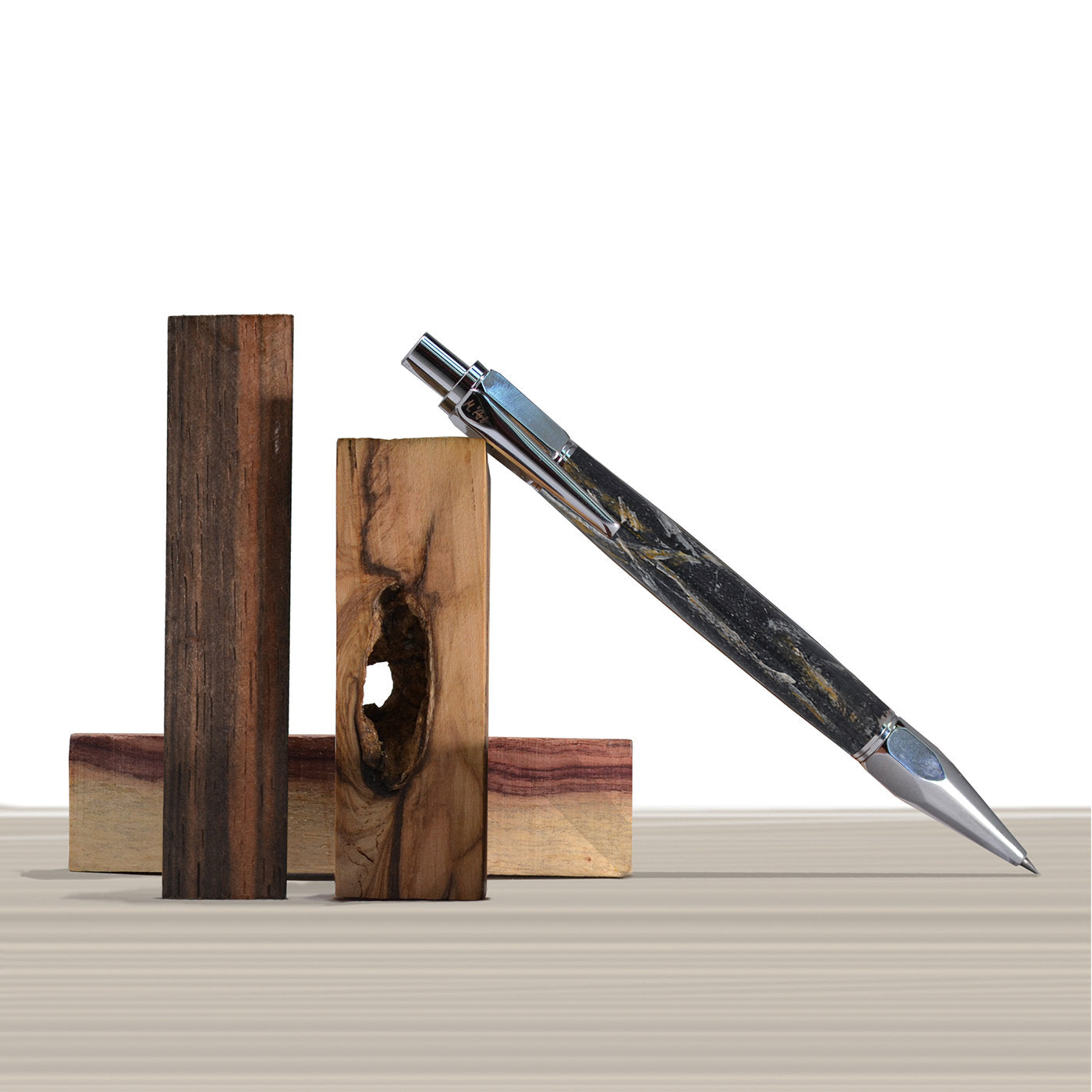 Artemisia Marbled Black Automatic Pencil in Olive Wood - Alternative view 2