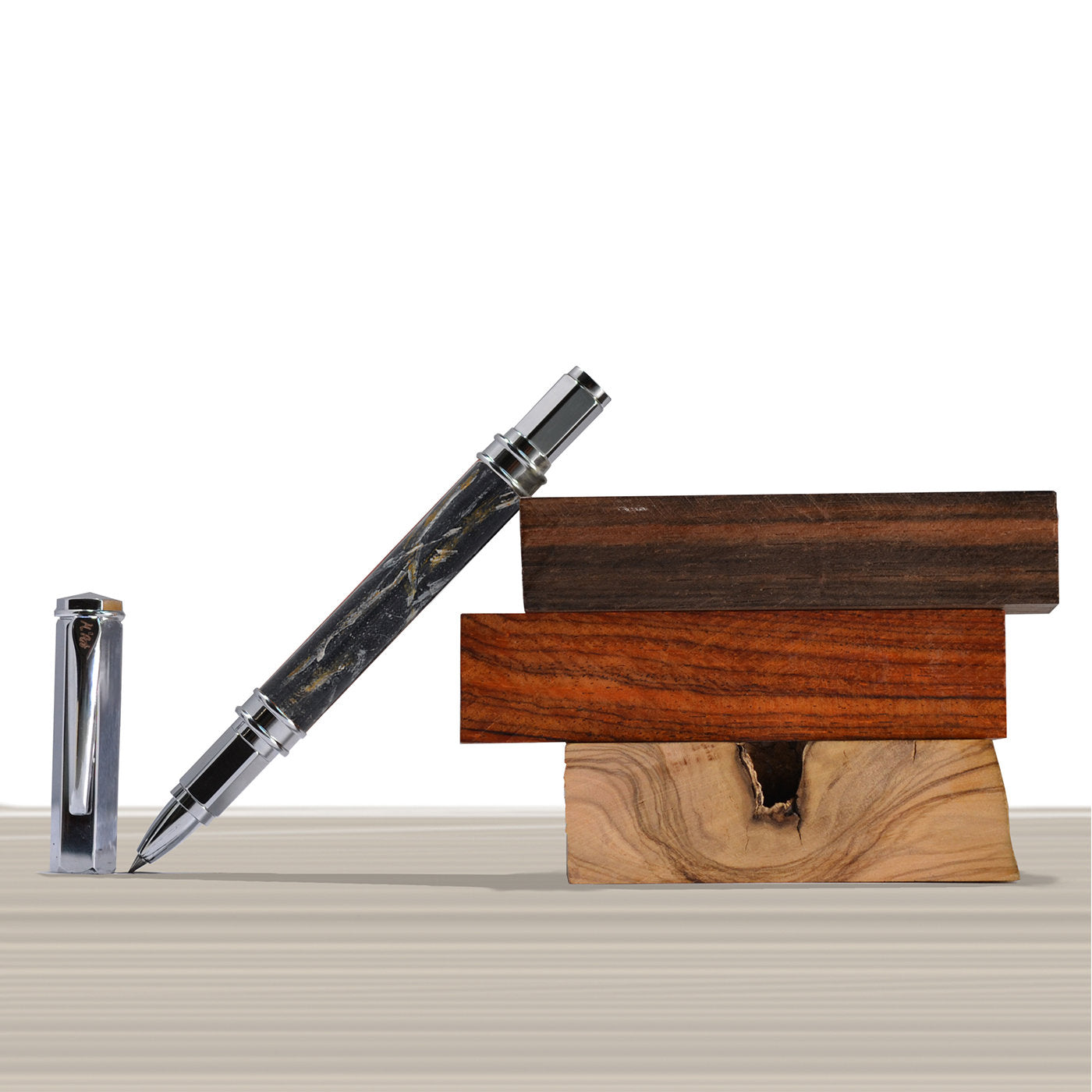Artemisia Marbled Black Automatic Pencil in Olive Wood - Alternative view 3
