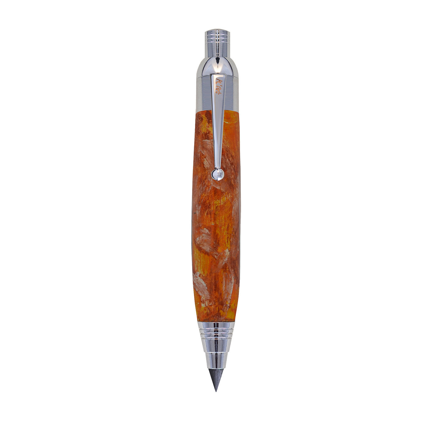 Botero Marmorierter Orange Automatik-Bleistift in Olivenholz - Hauptansicht