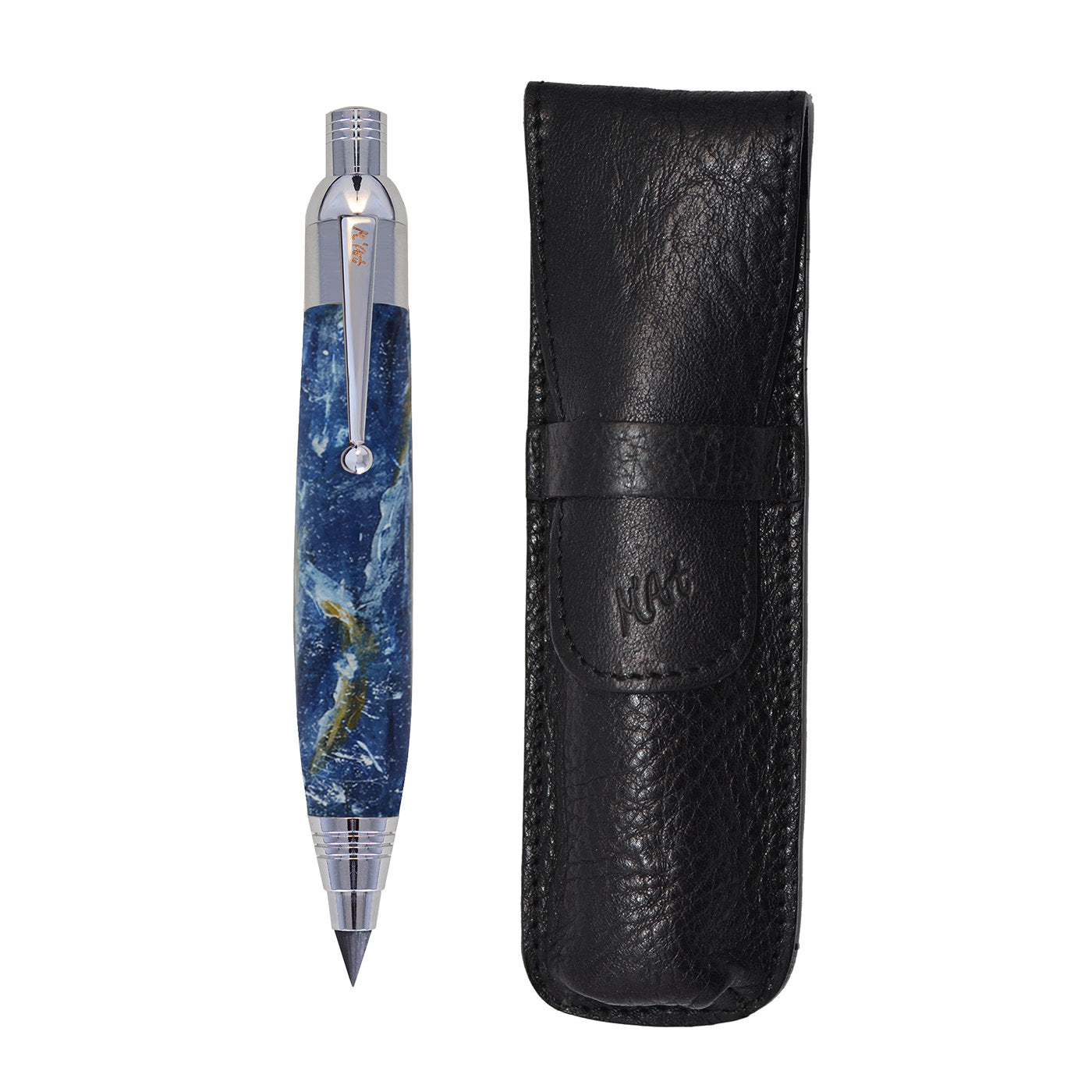 Botero Marbled Blue Automatic Pencil in Olive Wood - Alternative view 1