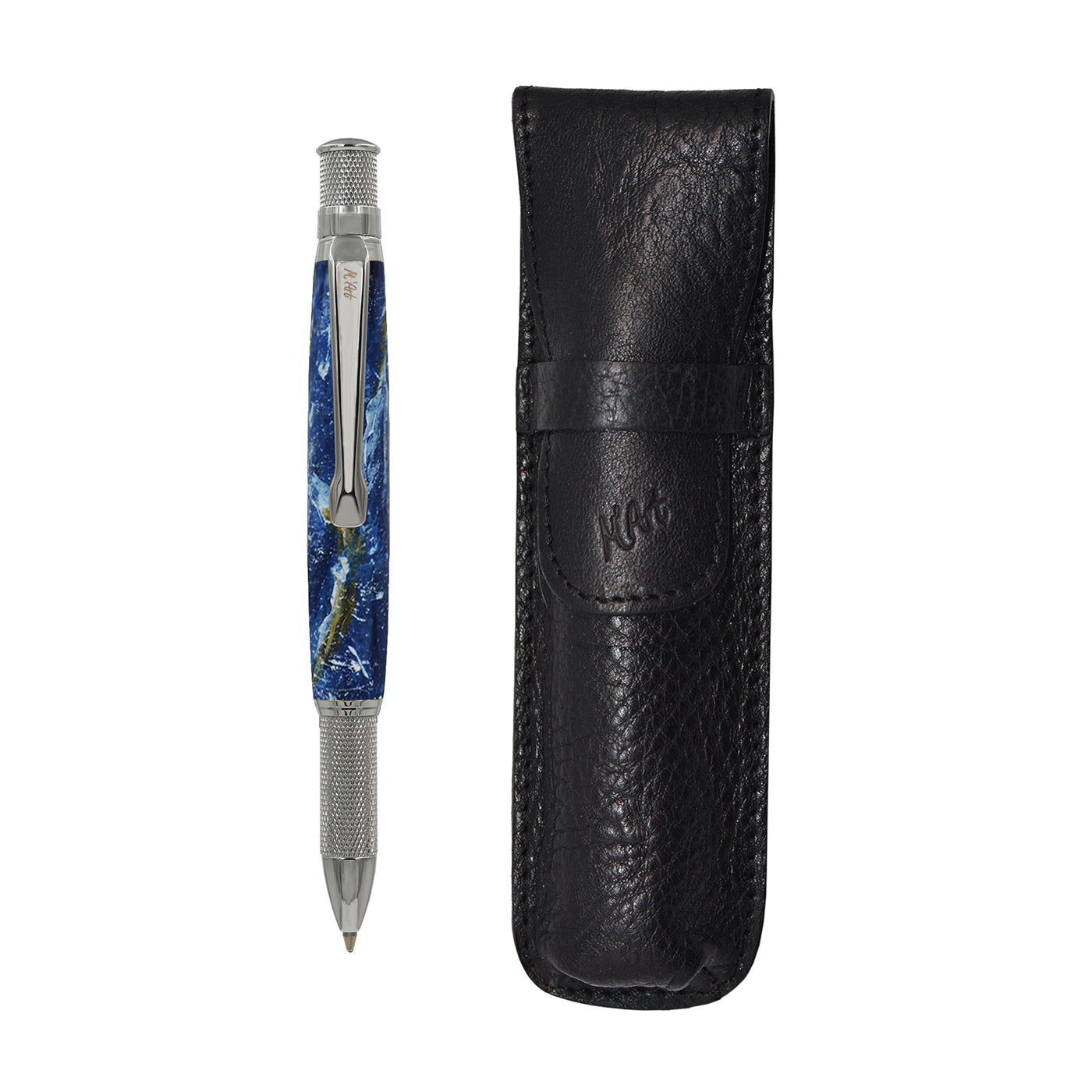 Contemporanea Marbled Blue Ballpoint Pen in Olive Wood - Alternative view 1