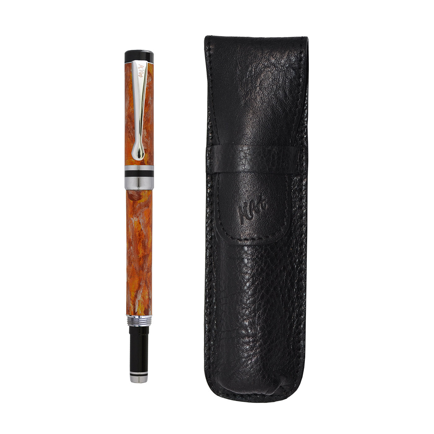 Ipazia Marbled Orange Fountain Pen in Olive Wood - Alternative view 2